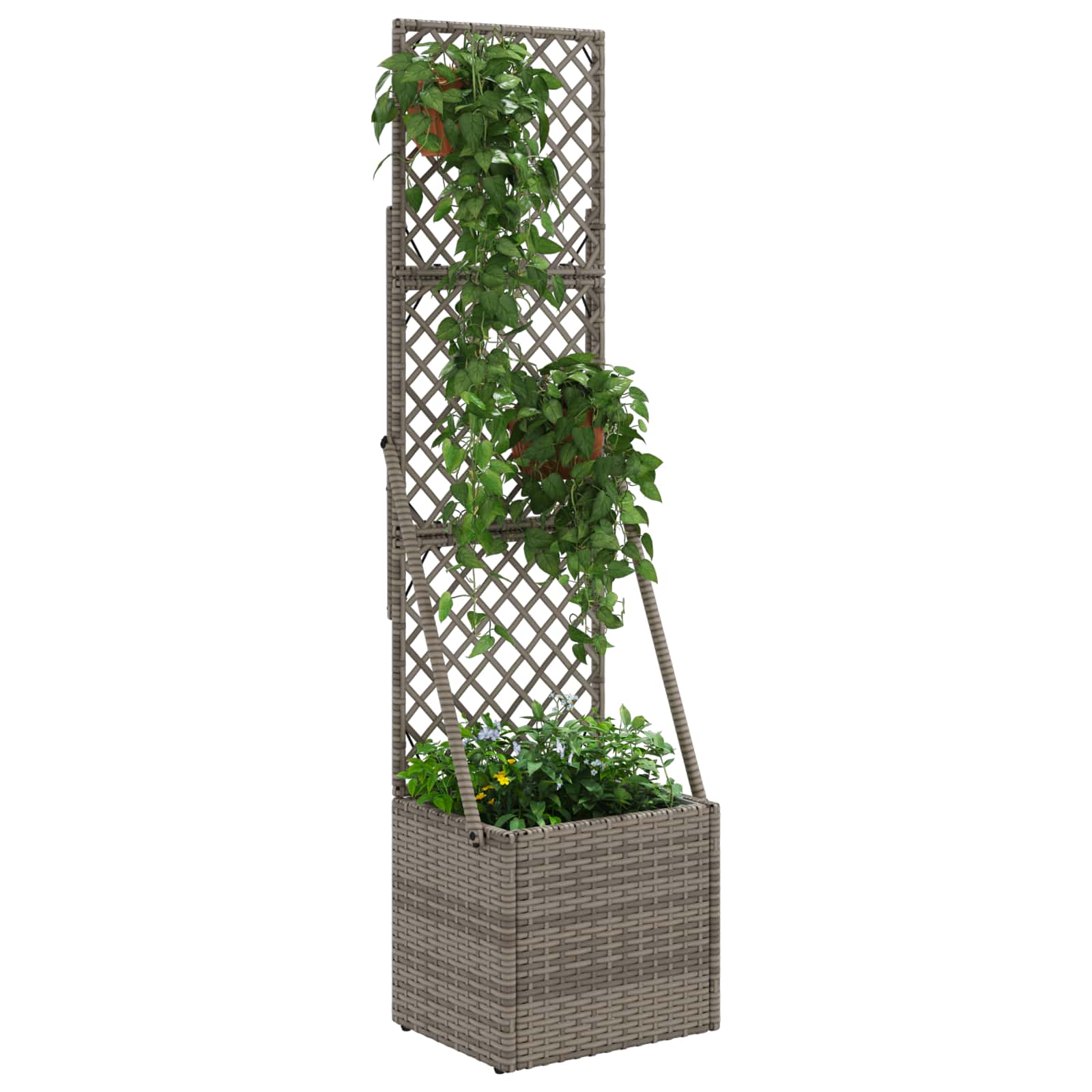 Vrtni saksija s rešetkom Siva 35 x 30 x 135 cm poliratan