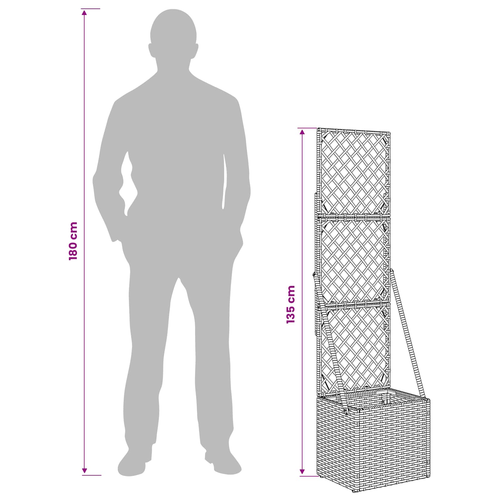 Vrtni saksija s rešetkom Siva 35 x 30 x 135 cm poliratan