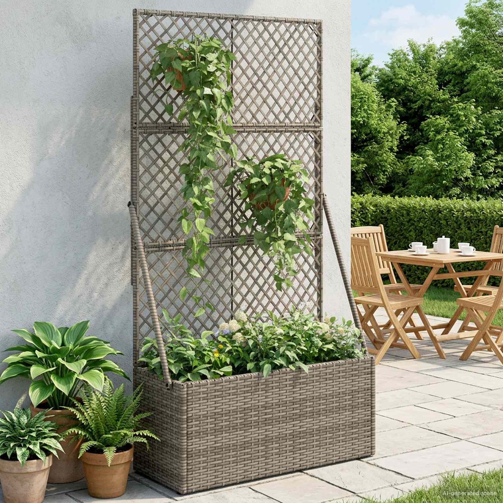 Vrtni saksija s rešetkom Siva 70 x 30 x 135 cm poliratan