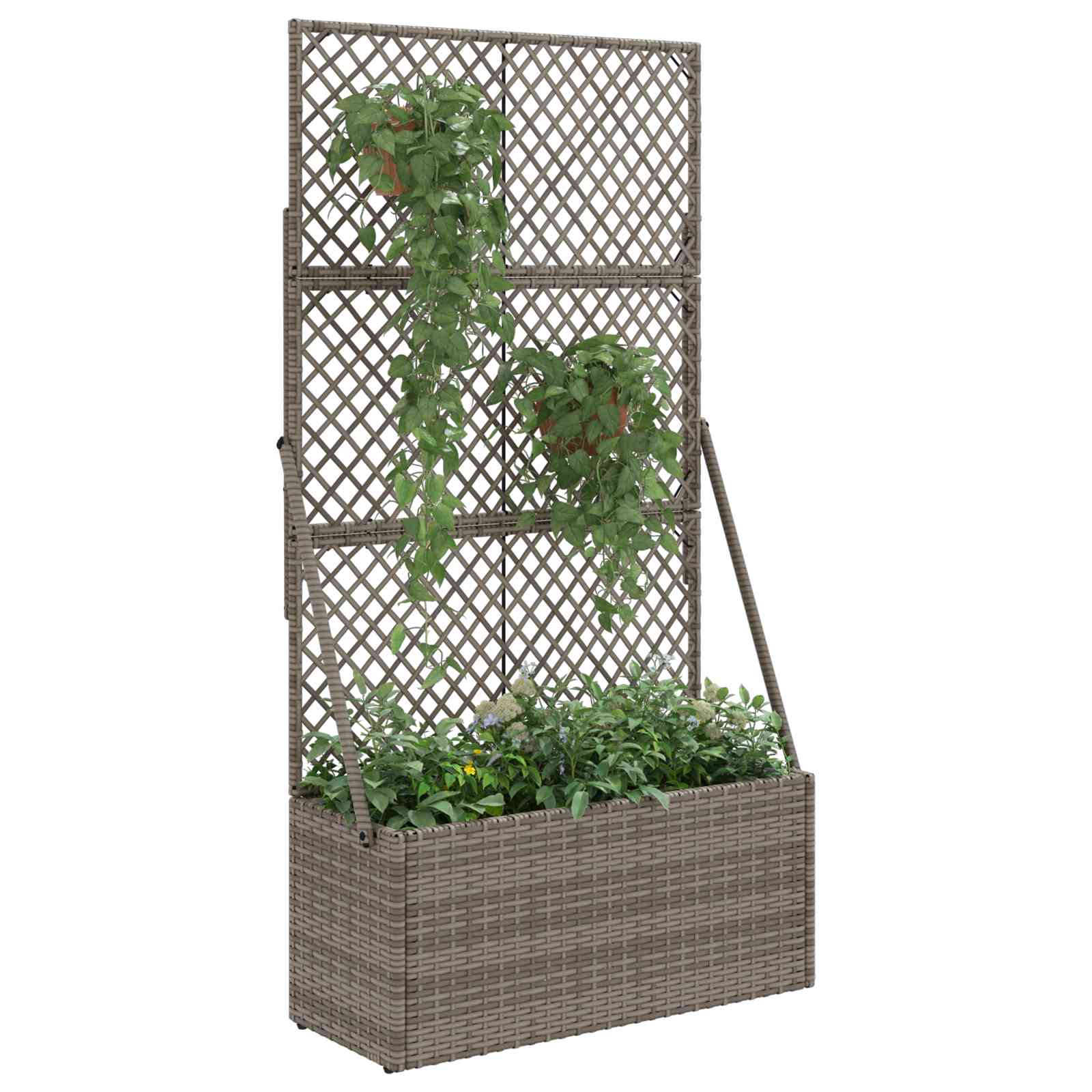 Vrtni saksija s rešetkom Siva 70 x 30 x 135 cm poliratan