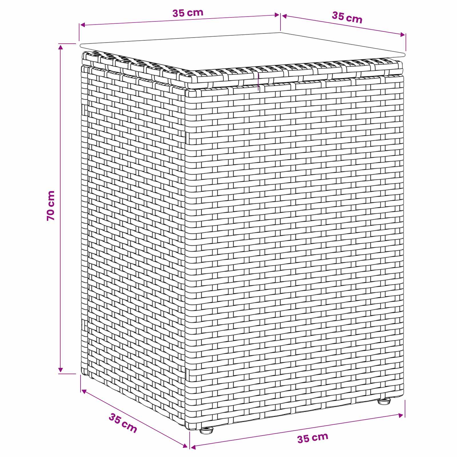 Bocni stol Crna 35 x 35 x 70 cm poliratan