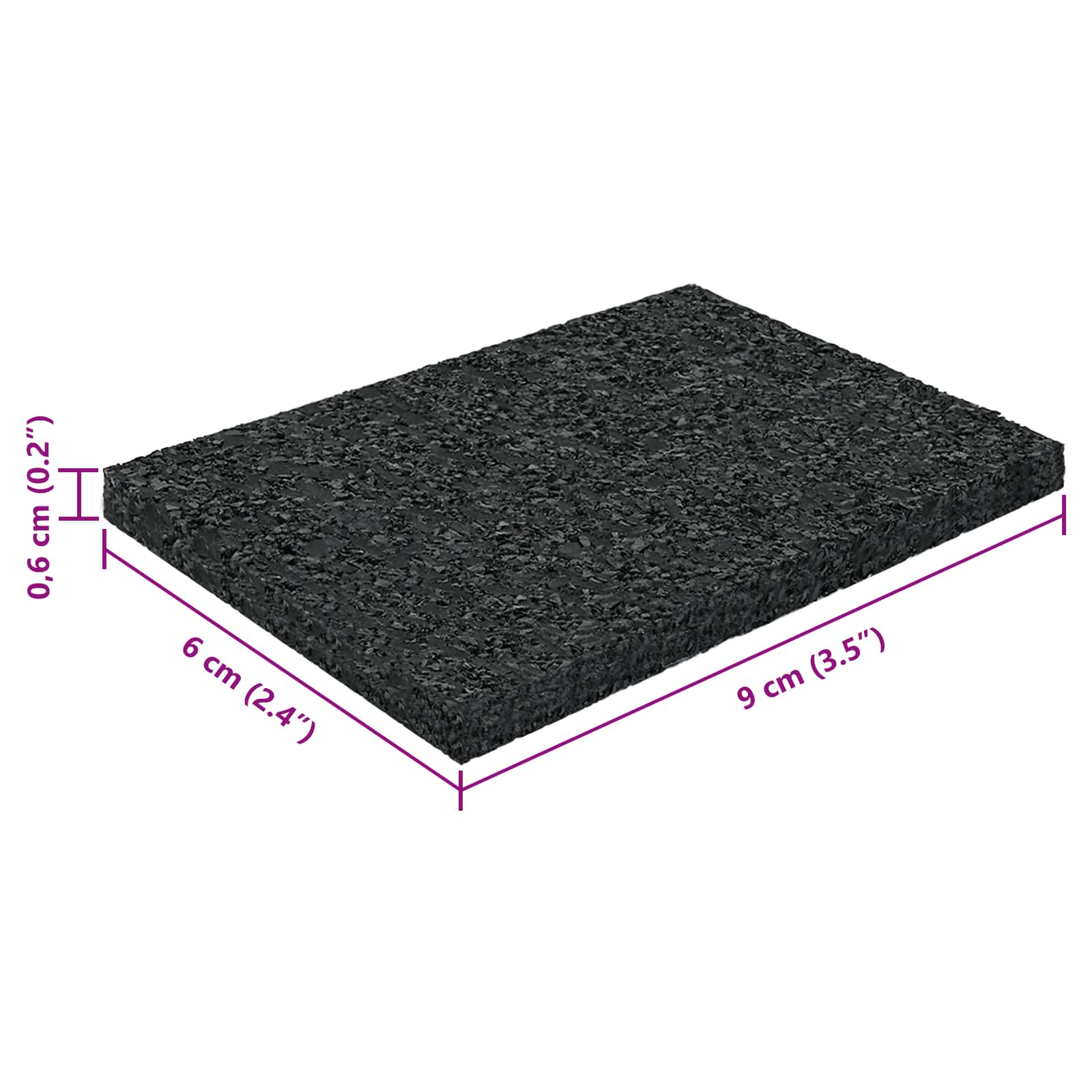 Gumenasti granulatni vanjski pod Crna 6 x 9 x 0,6 cm Guma