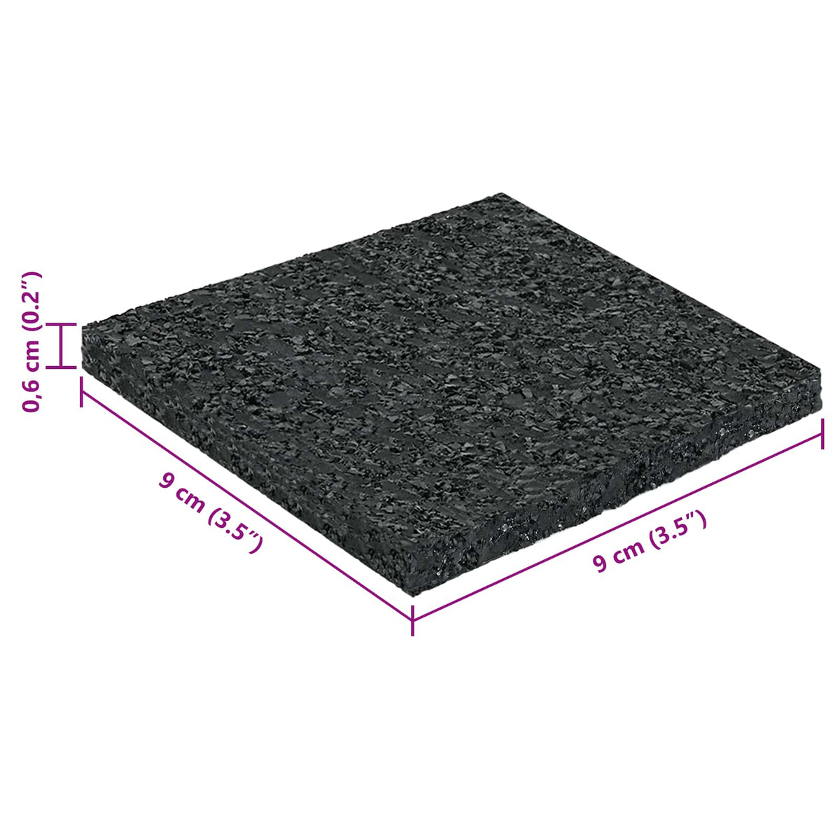 Gumenasti granulatni vanjski pod Crna 9 x 9 x 0,6 cm Guma