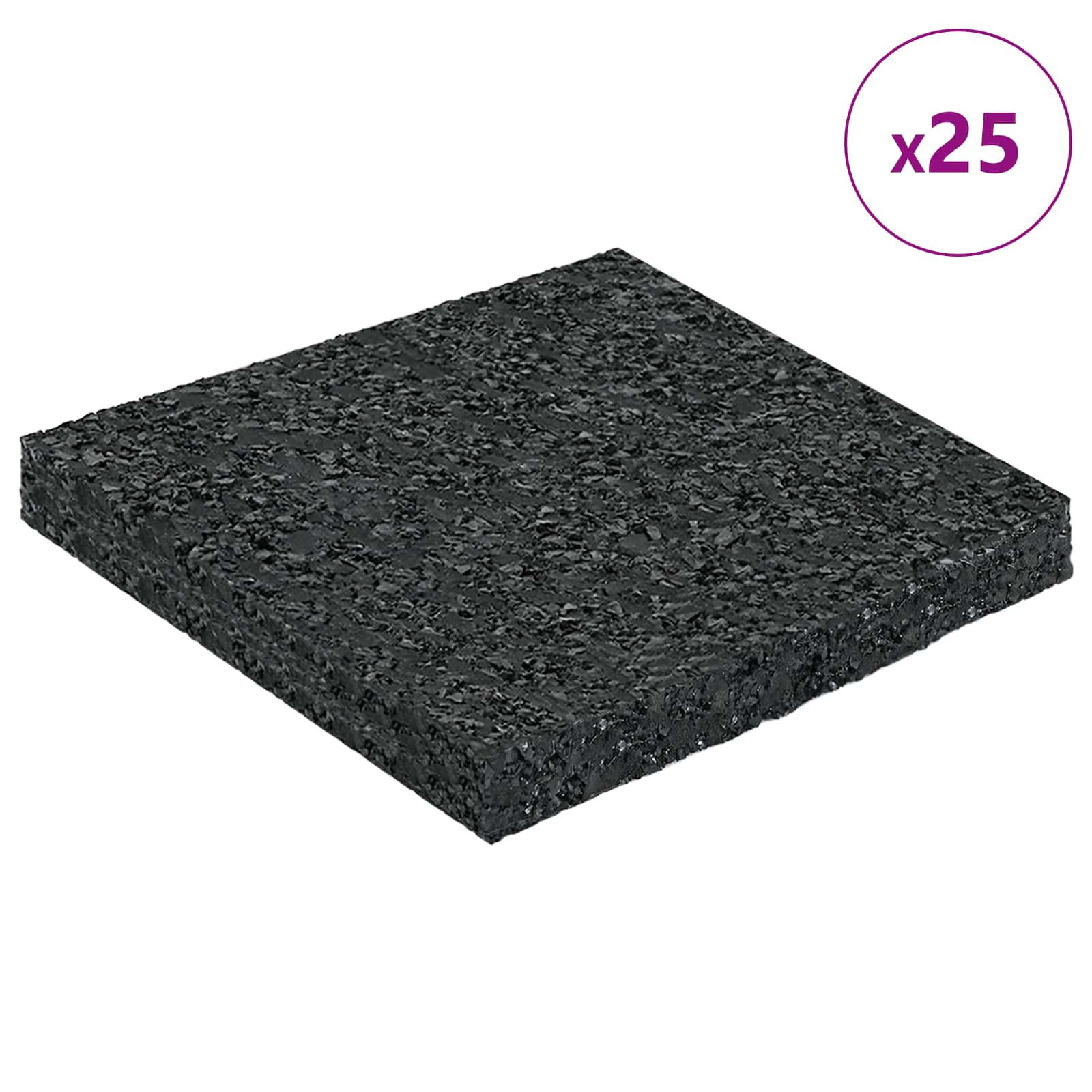 Gumenasti granulatni vanjski pod Crna 9 x 9 x 0,8 cm Guma