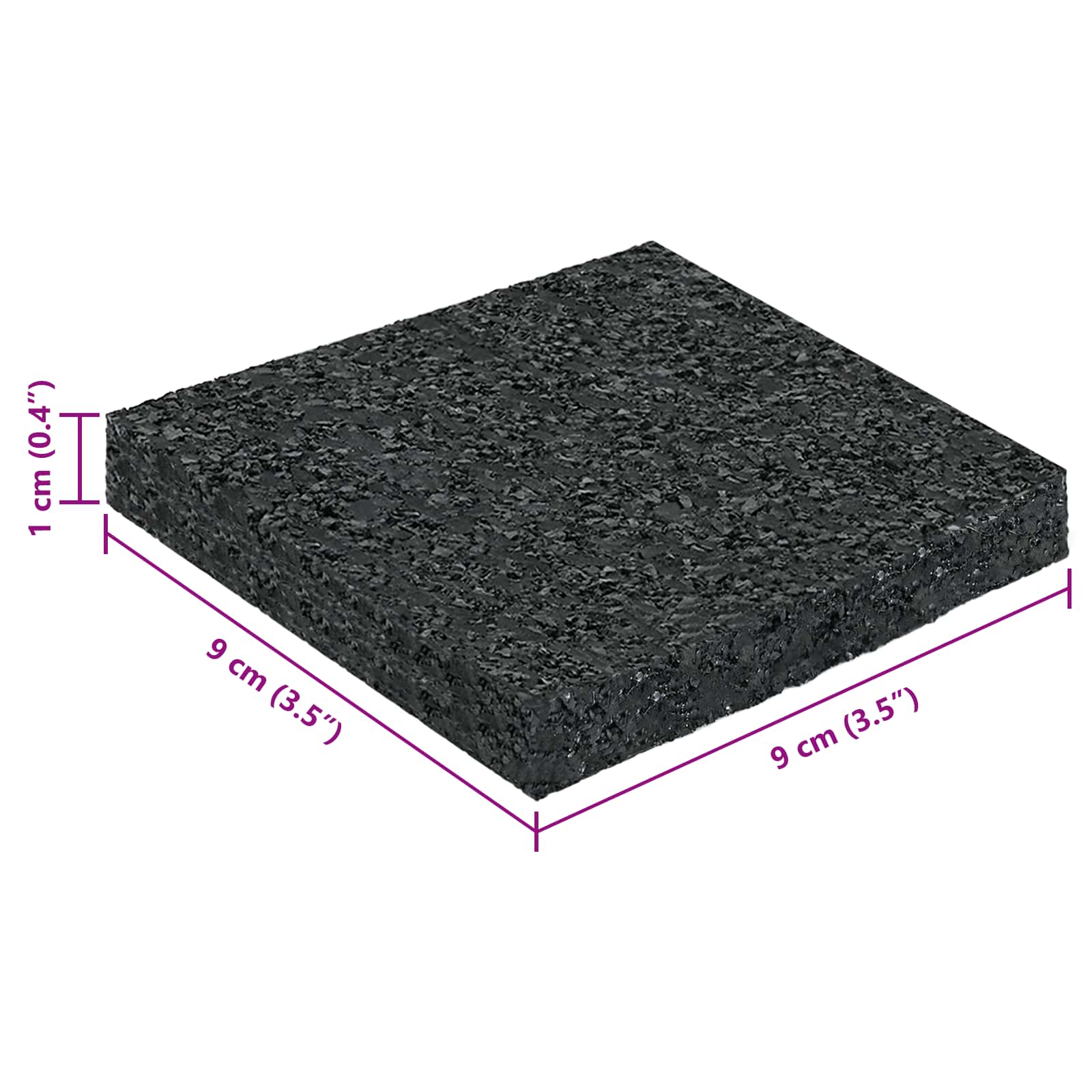 Gumenasti granulatni vanjski pod Crna 9 x 9 x 1 cm Guma