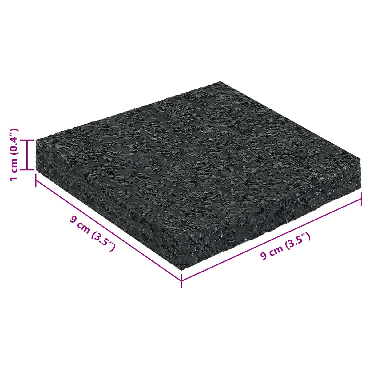Gumenasti granulatni vanjski pod Crna 9 x 9 x 1 cm Guma