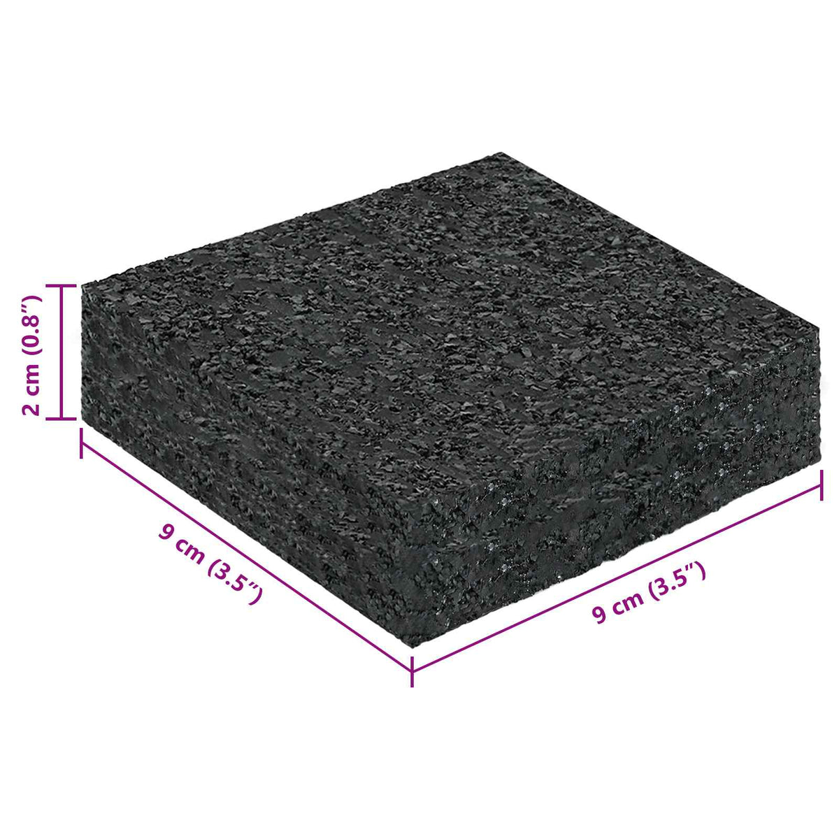 Gumenasti granulatni vanjski pod Crna 9 x 9 x 2 cm Guma