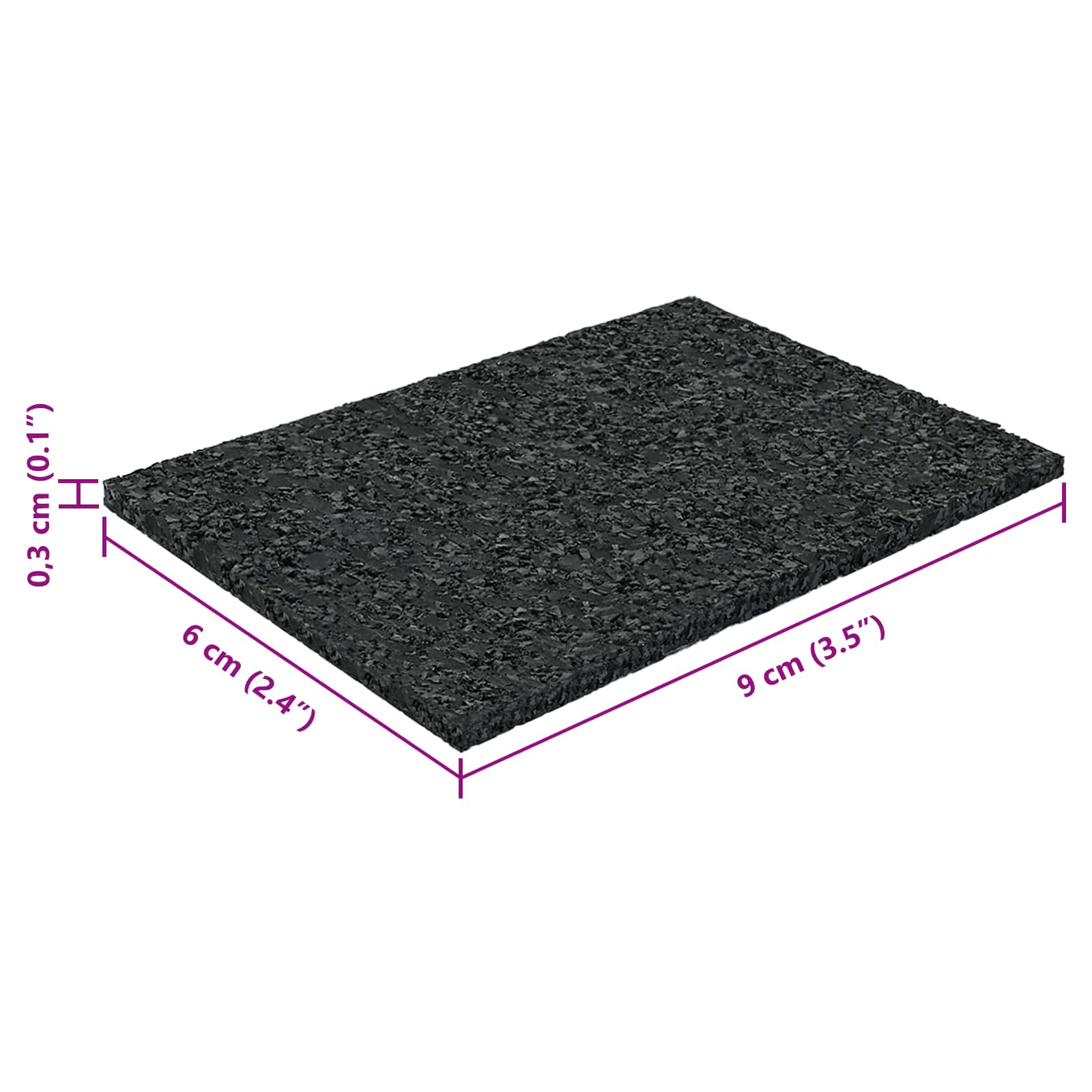 Gumenasti granulatni vanjski pod Crna 6 x 9 x 0,3 cm Guma