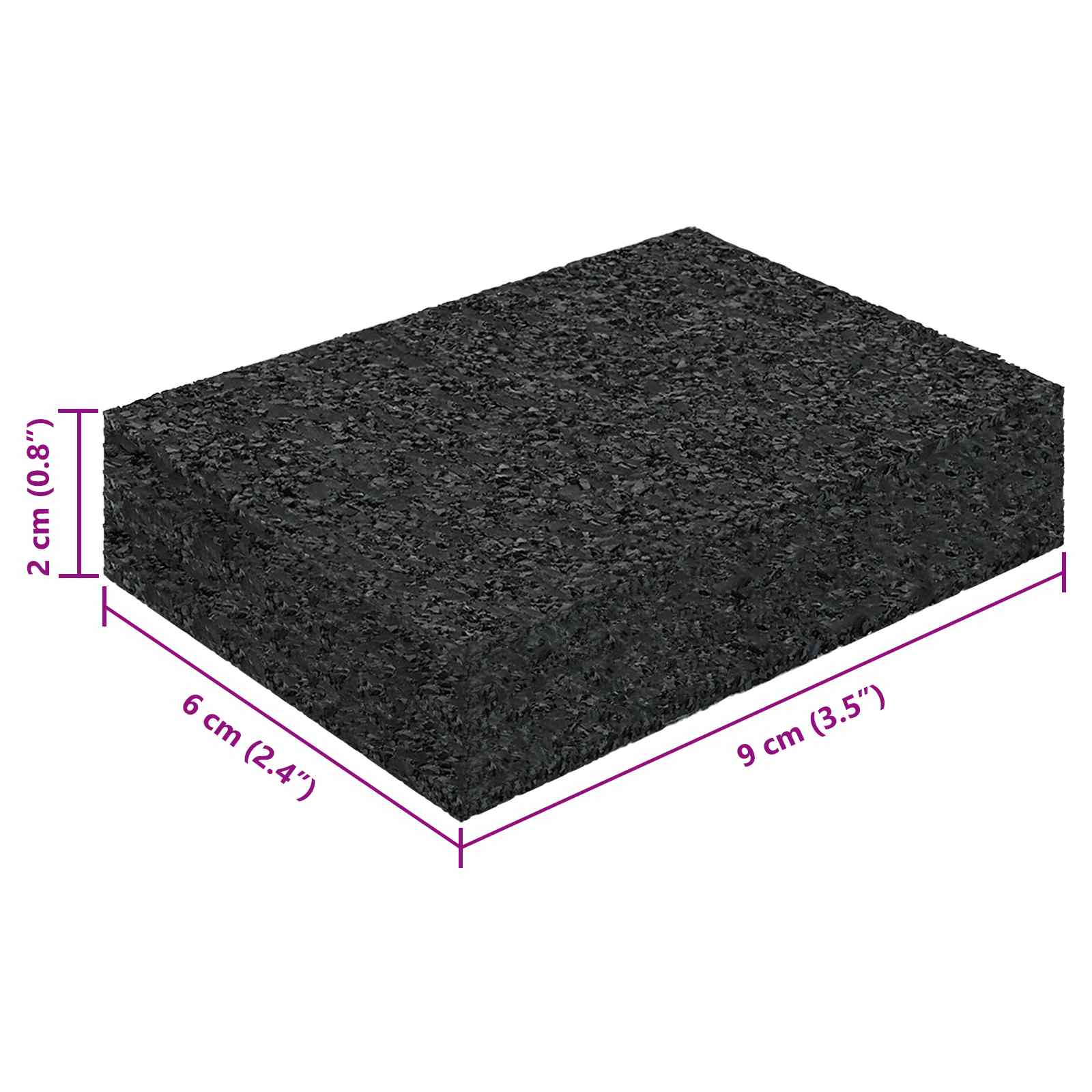 Gumenasti granulatni vanjski pod Crna 6 x 9 x 2 cm Guma