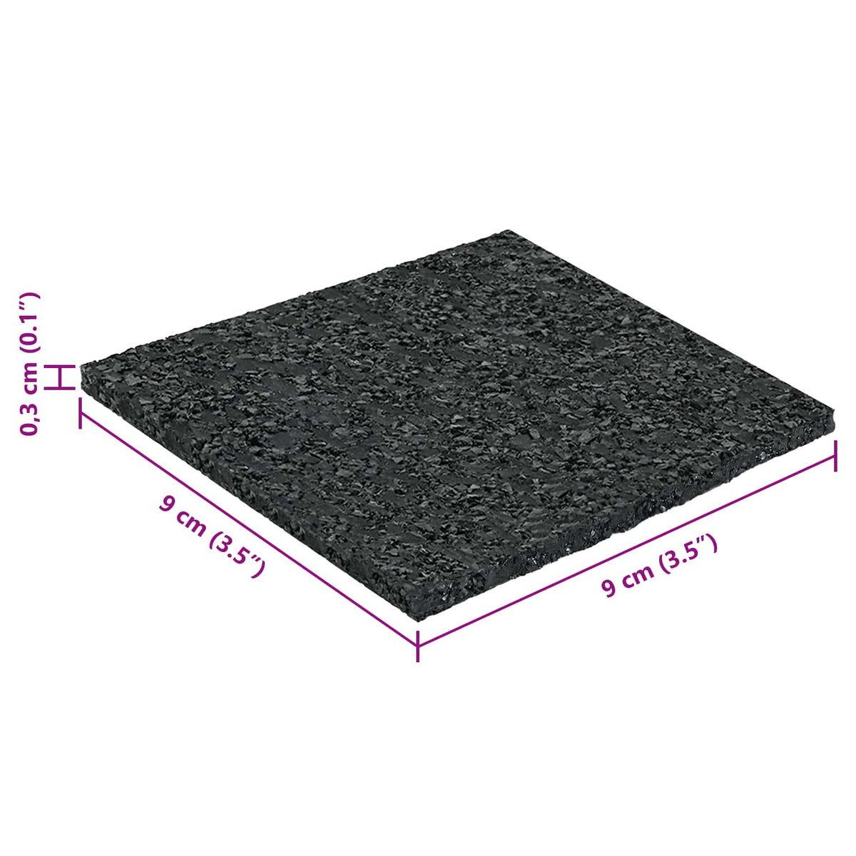 Gumenasti granulatni vanjski pod Crna 9 x 9 x 0,3 cm Guma