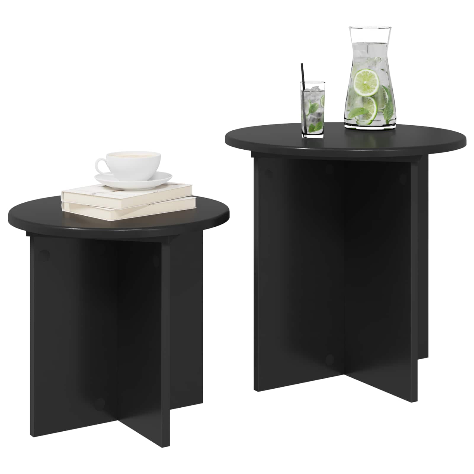 Set pomoćnih stolića 2 pcs Crni hrast Konstrukcijsko drvo
