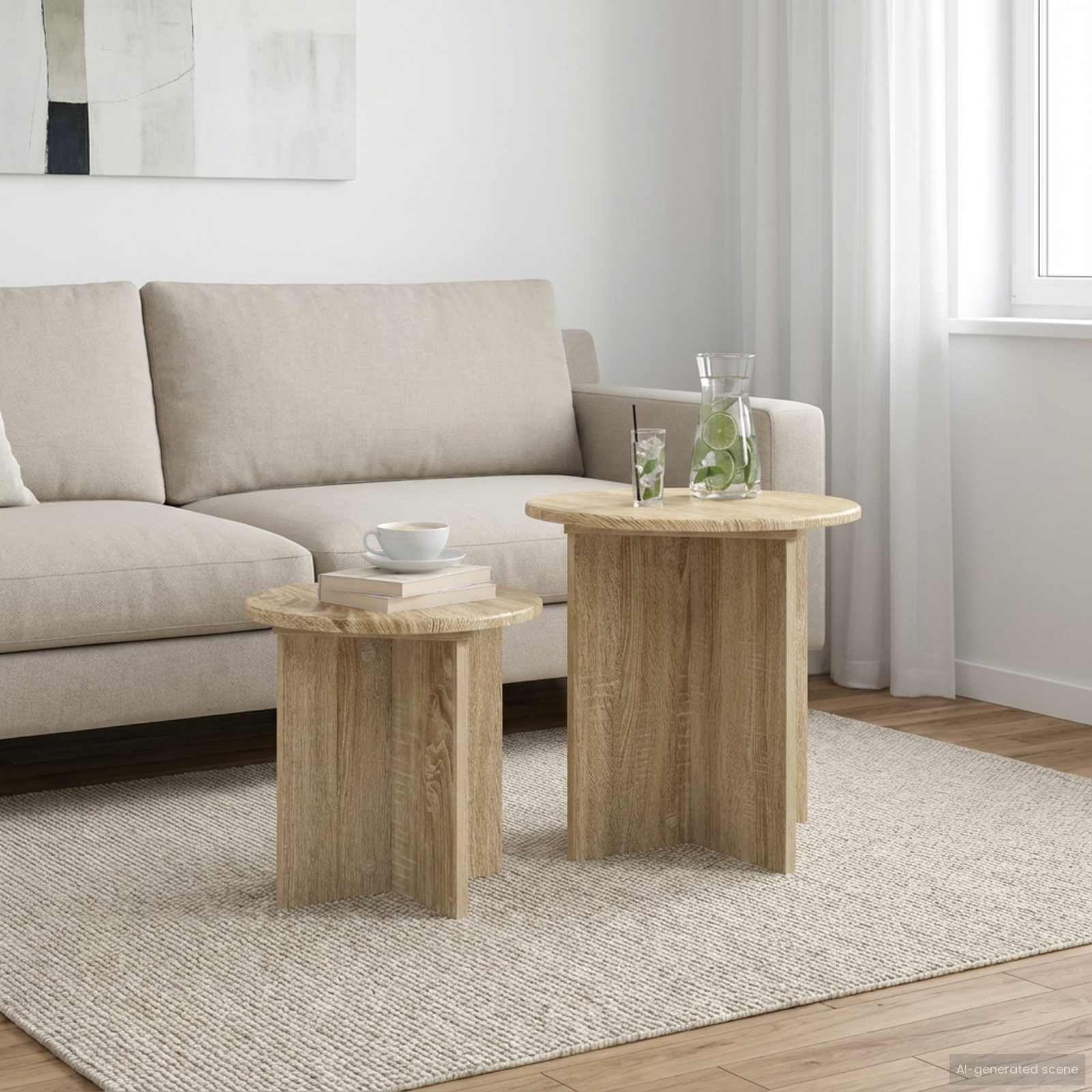 Set pomoćnih stolića 2 pcs Hrast sonoma Konstrukcijsko drvo