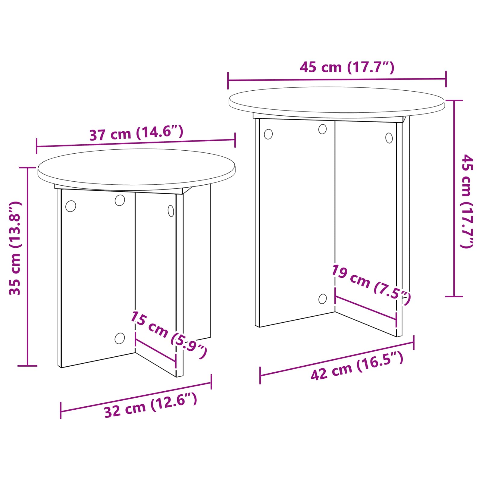 Set pomoćnih stolića 2 pcs Hrast sonoma Konstrukcijsko drvo