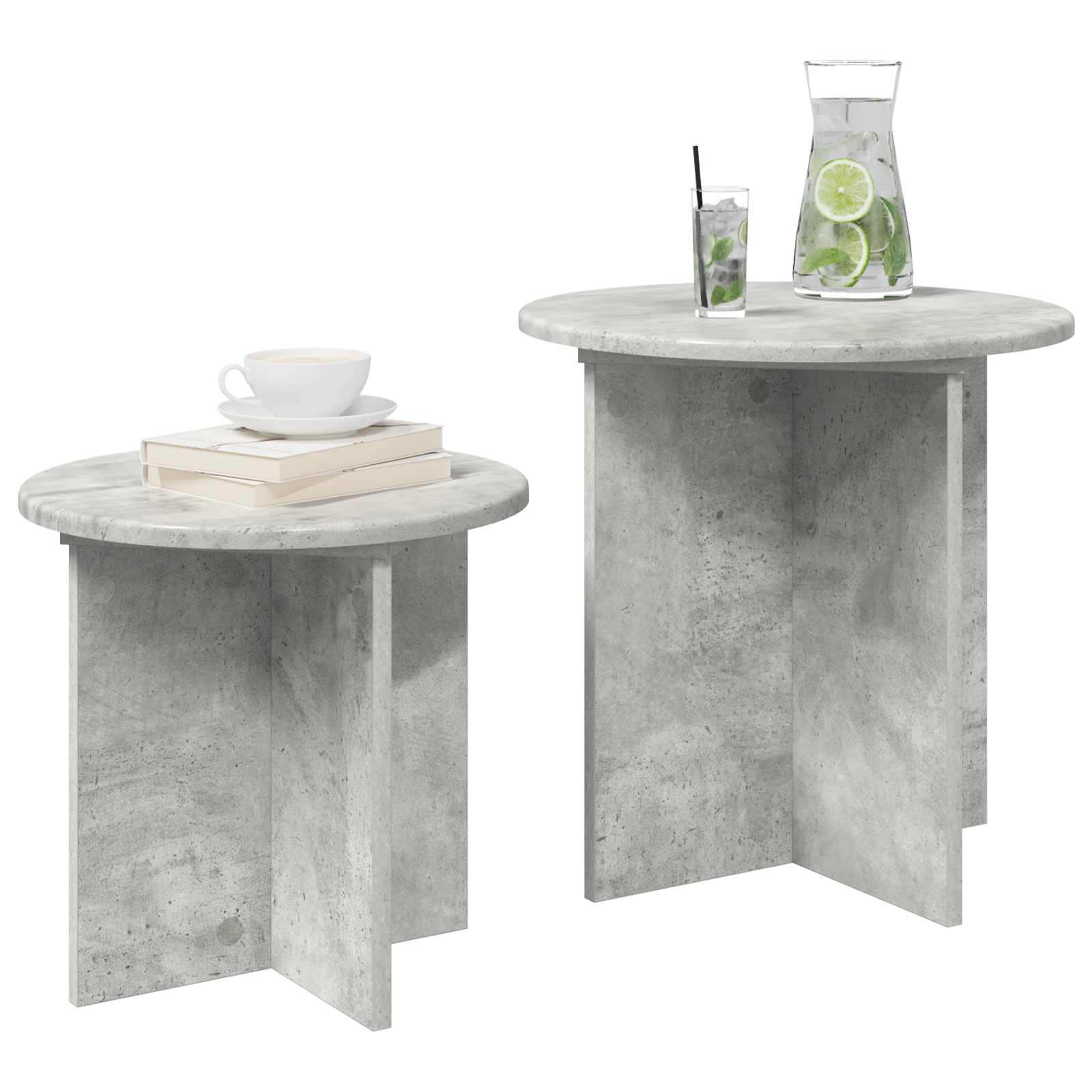 Set pomoćnih stolića 2 pcs Betonska siva Konstrukcijsko drvo