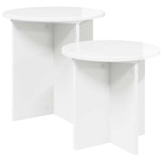 Set pomoćnih stolića s pohranom 2 pcs Bijela visokog sjaja