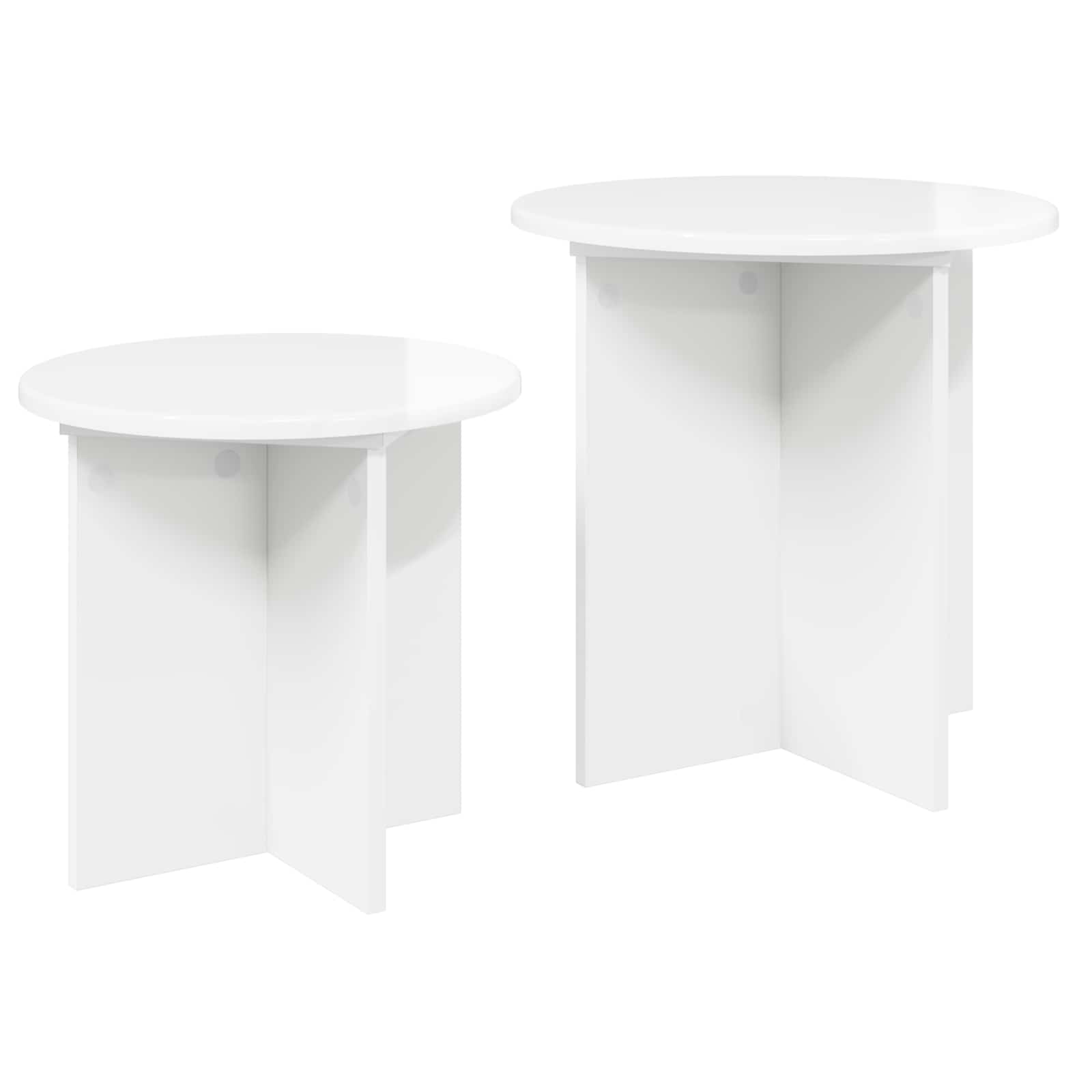 Set pomoćnih stolića s pohranom 2 pcs Bijela visokog sjaja