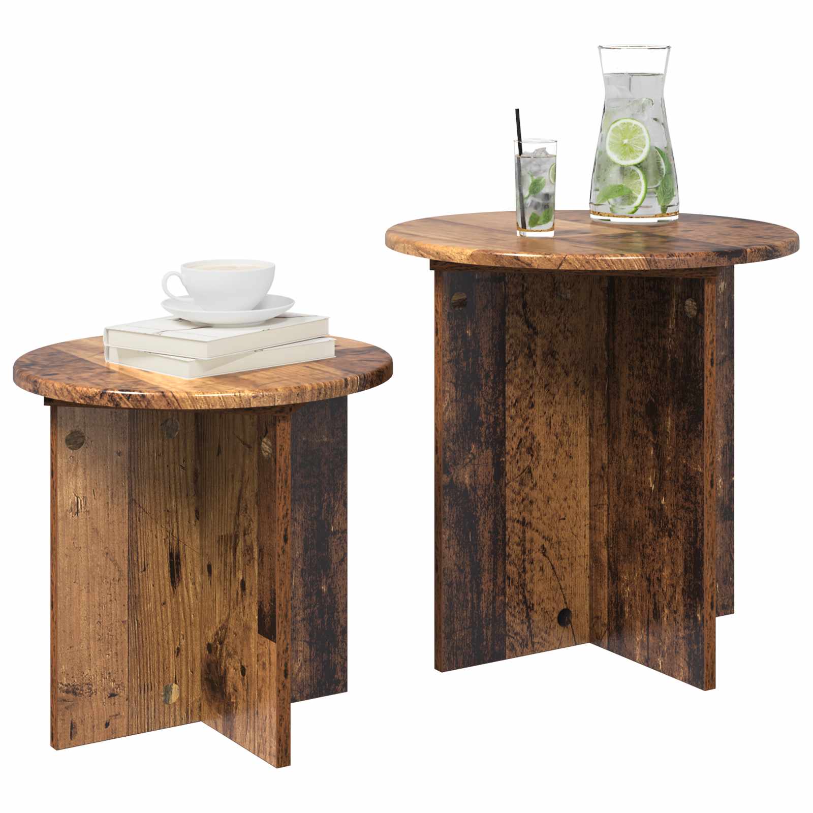 Set pomoćnih stolića 2 pcs Staro drvo Konstrukcijsko drvo