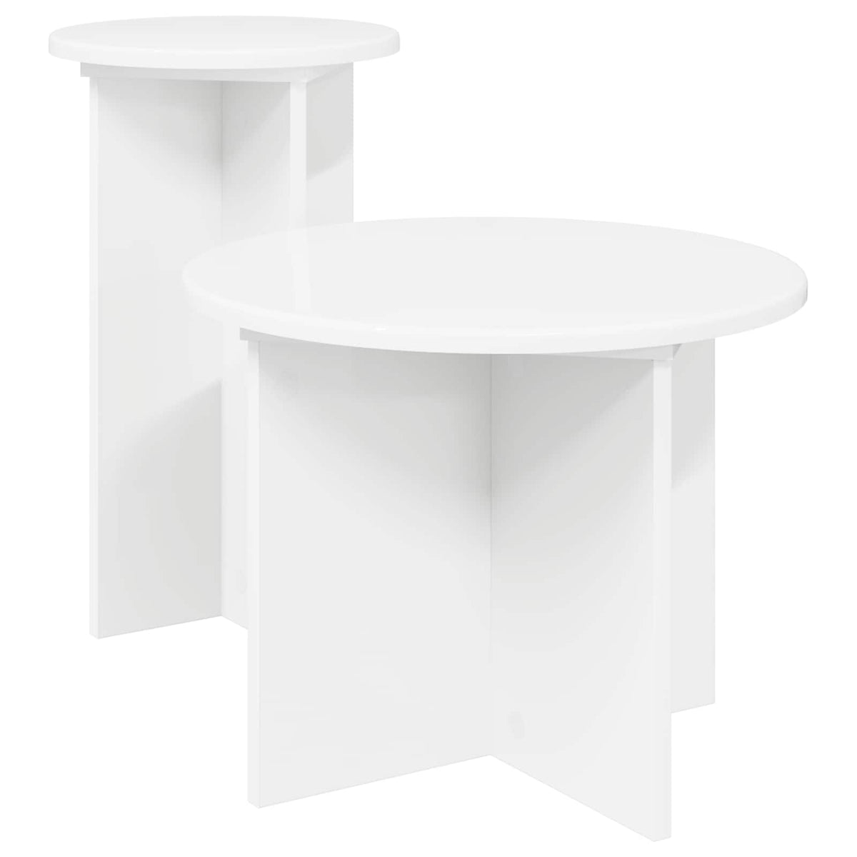 Set pomoćnih stolića s pohranom 2 pcs Bijela Konstruirano drvo
