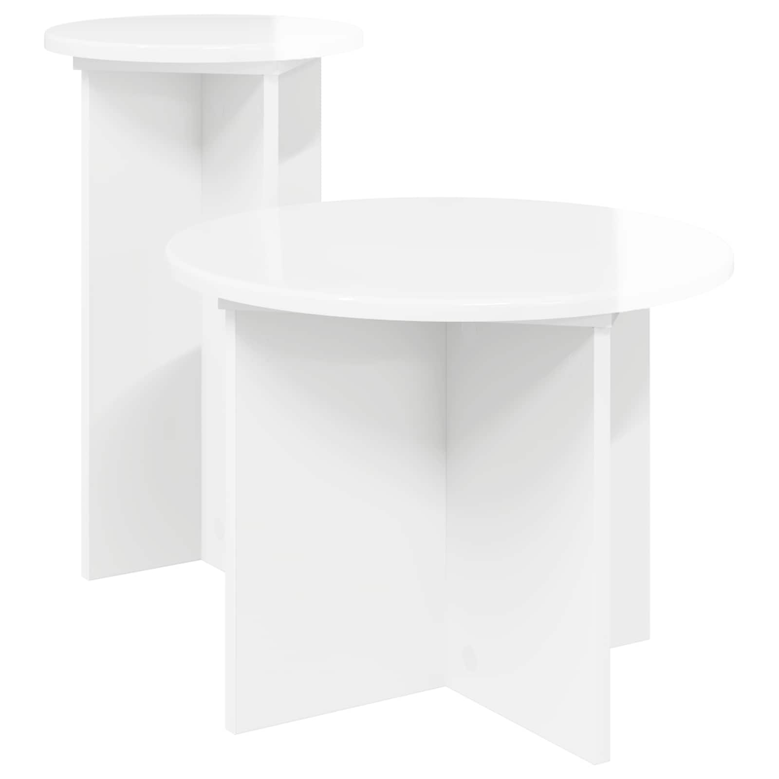 Set pomoćnih stolića s pohranom 2 pcs Bijela visokog sjaja