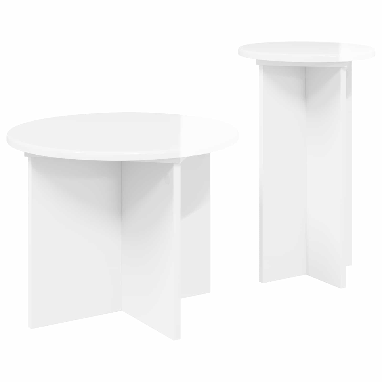 Set pomoćnih stolića s pohranom 2 pcs Bijela visokog sjaja
