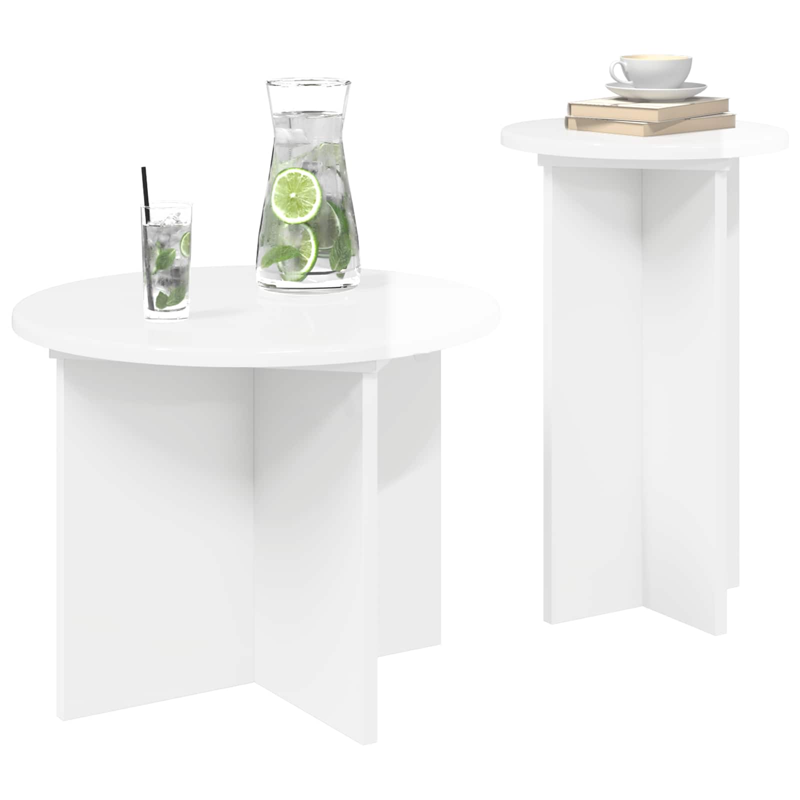 Set pomoćnih stolića s pohranom 2 pcs Bijela visokog sjaja