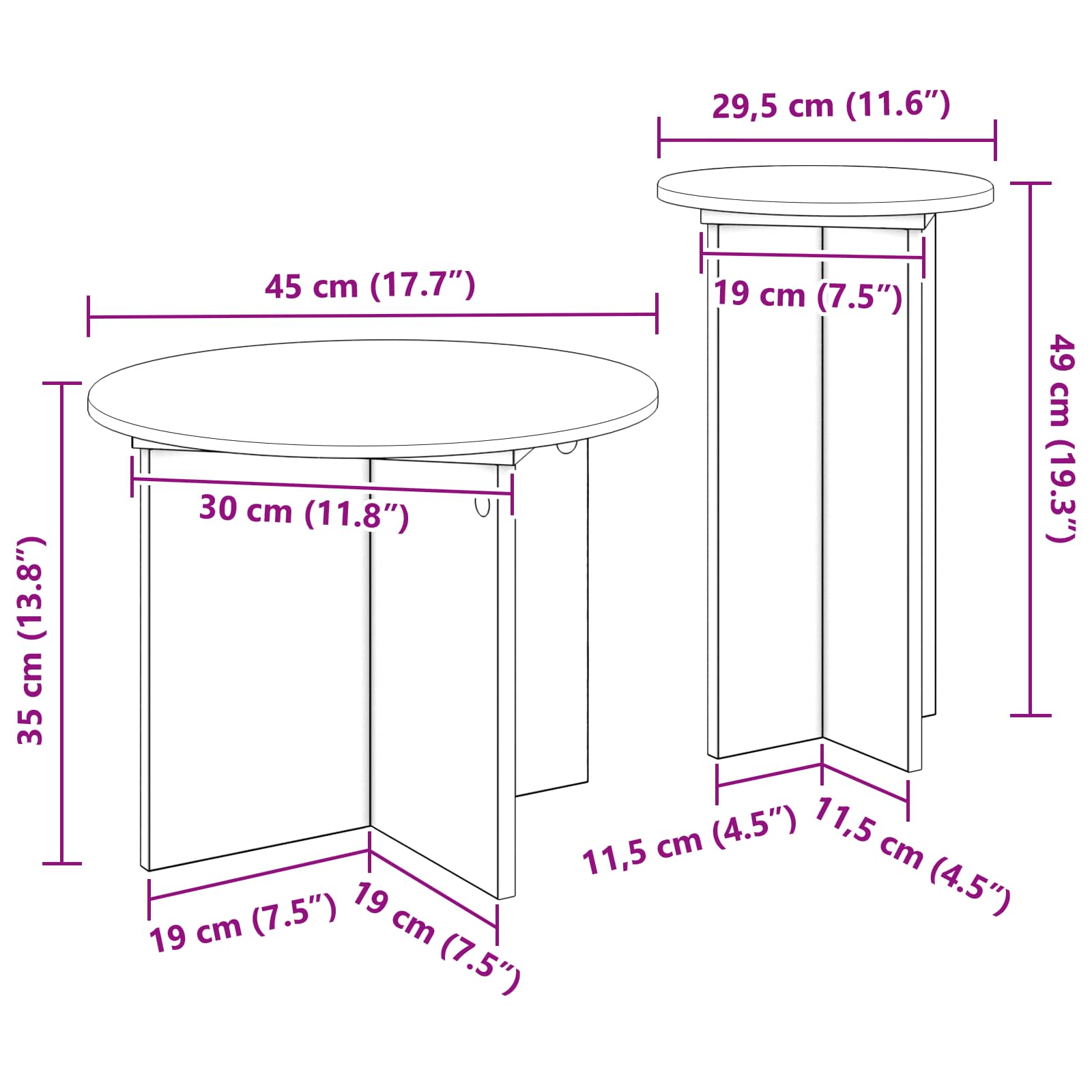 Set pomoćnih stolića 2 pcs Siva sonoma Konstruirano drvo