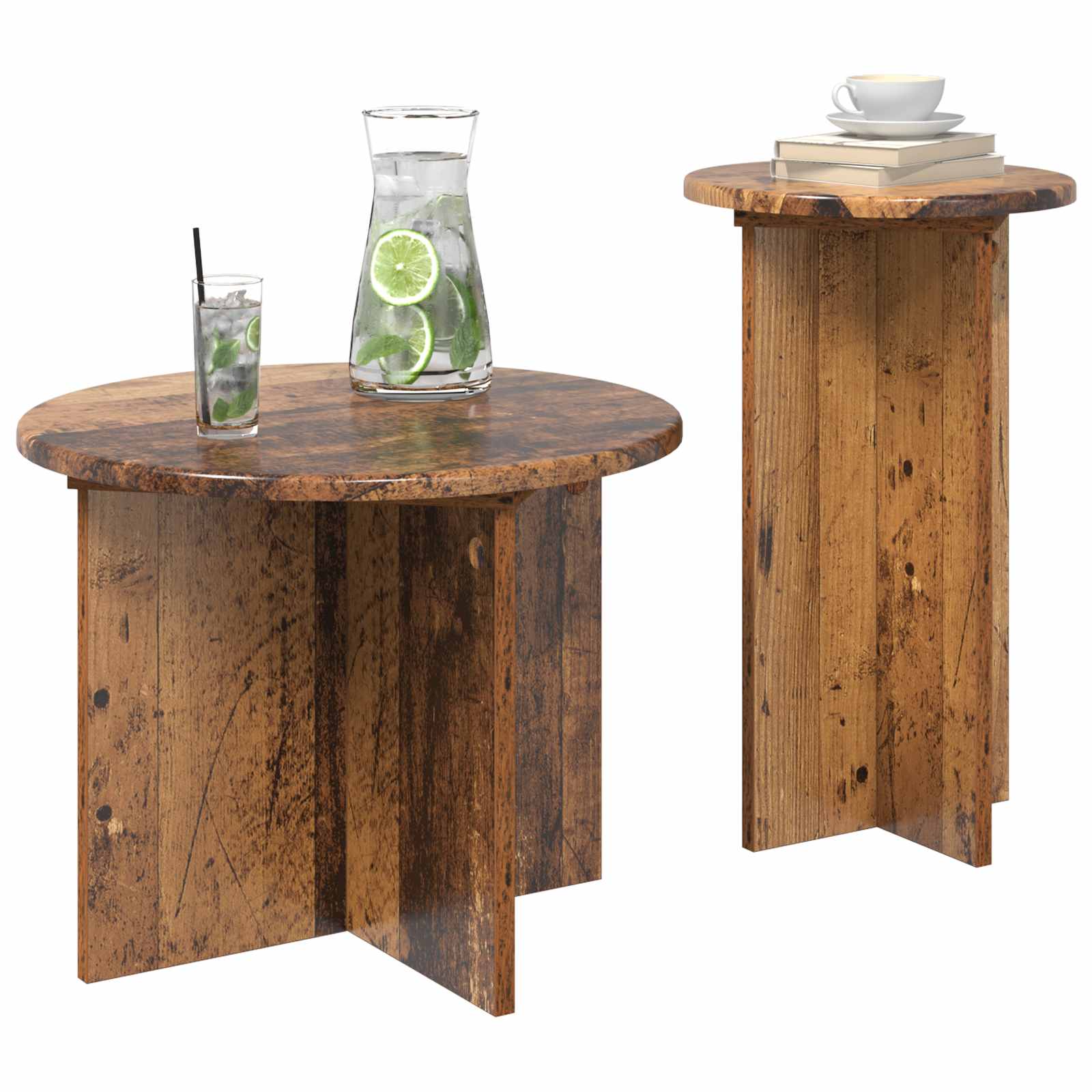 Set pomoćnih stolića 2 pcs Staro drvo Konstruirano drvo