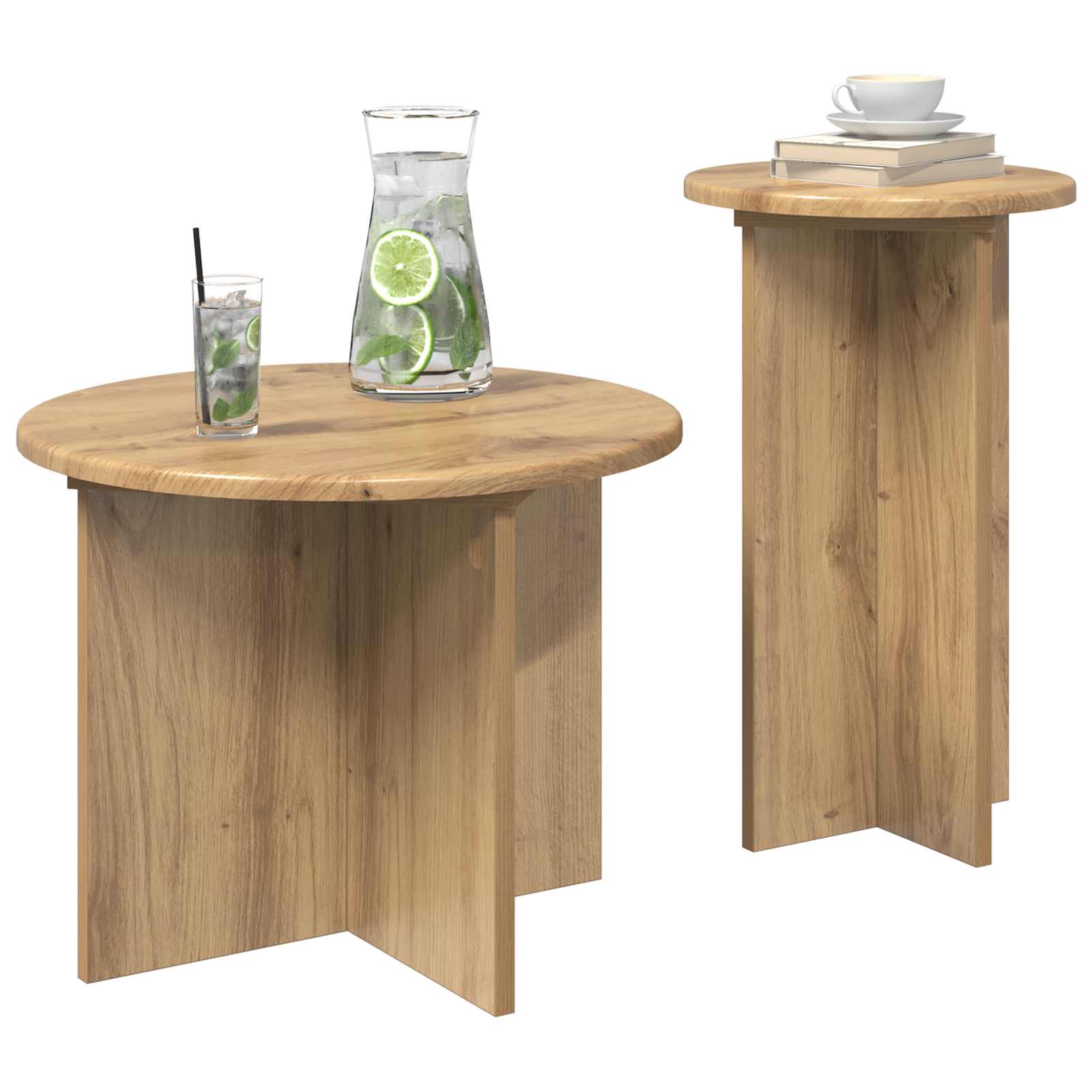 Set pomoćnih stolića 2 pcs Hrast artisan Konstruirano drvo