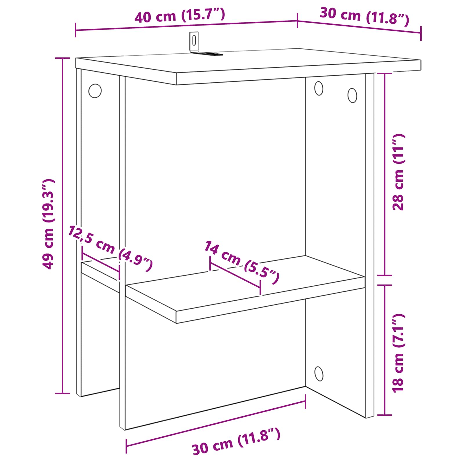 Kava Stol 2 pcs Hrast artisan 40 x 30 x 49 cm Konstruirano drvo