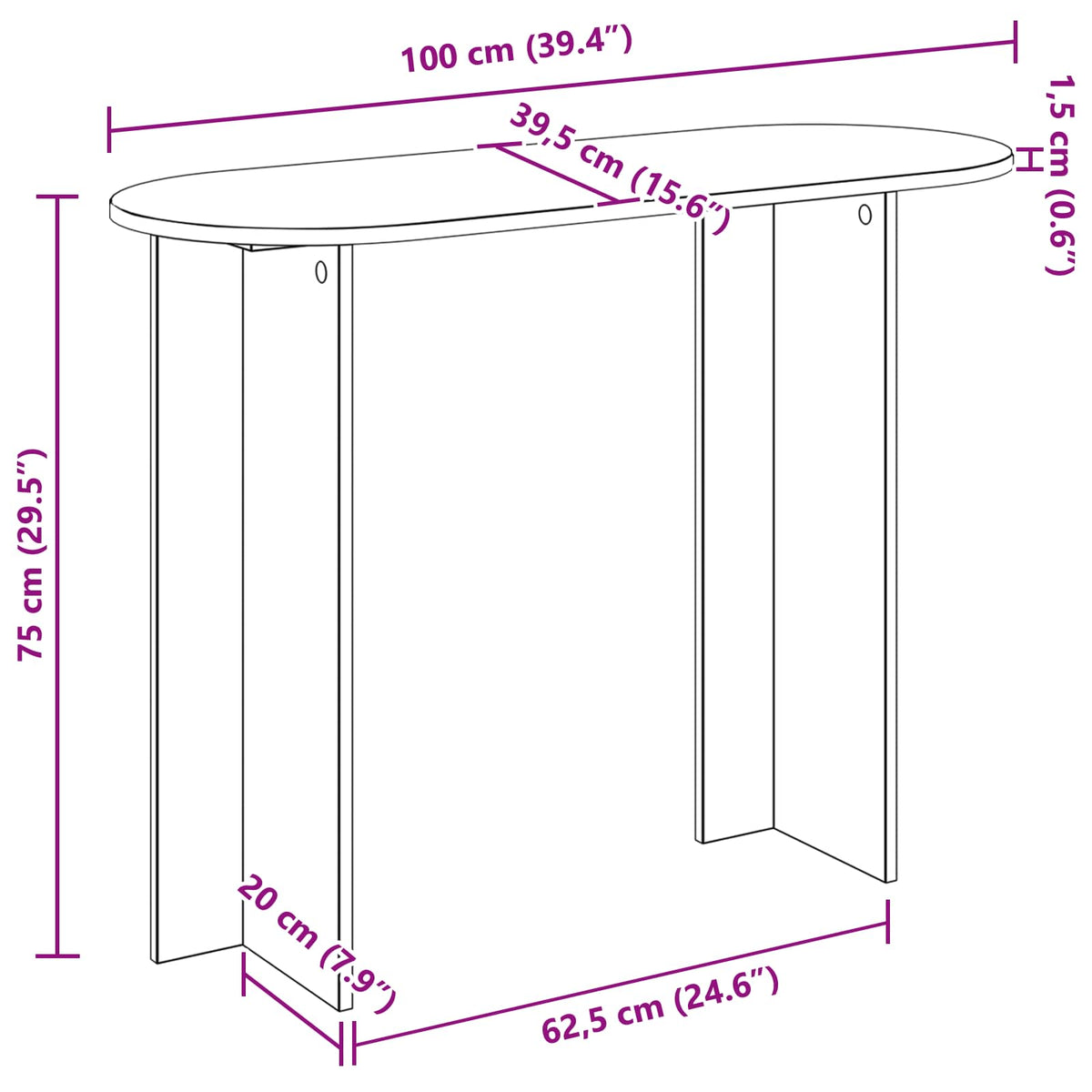 Konzolna stolica Bijela visokog sjaja 100 x 39,5 x 75 cm