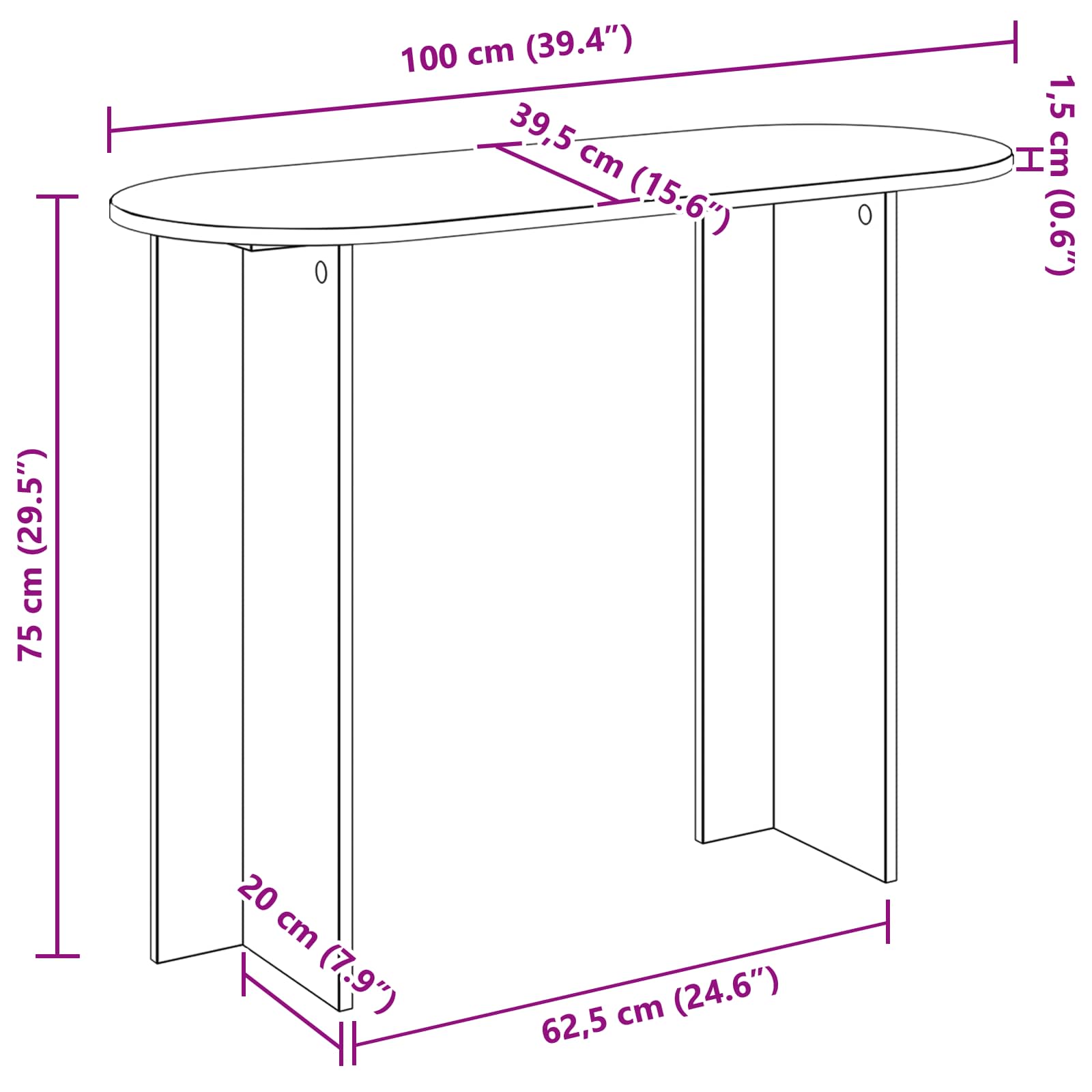 Konzolna stolica s pohranom Dimljeni hrast 100 x 39,5 x 75 cm