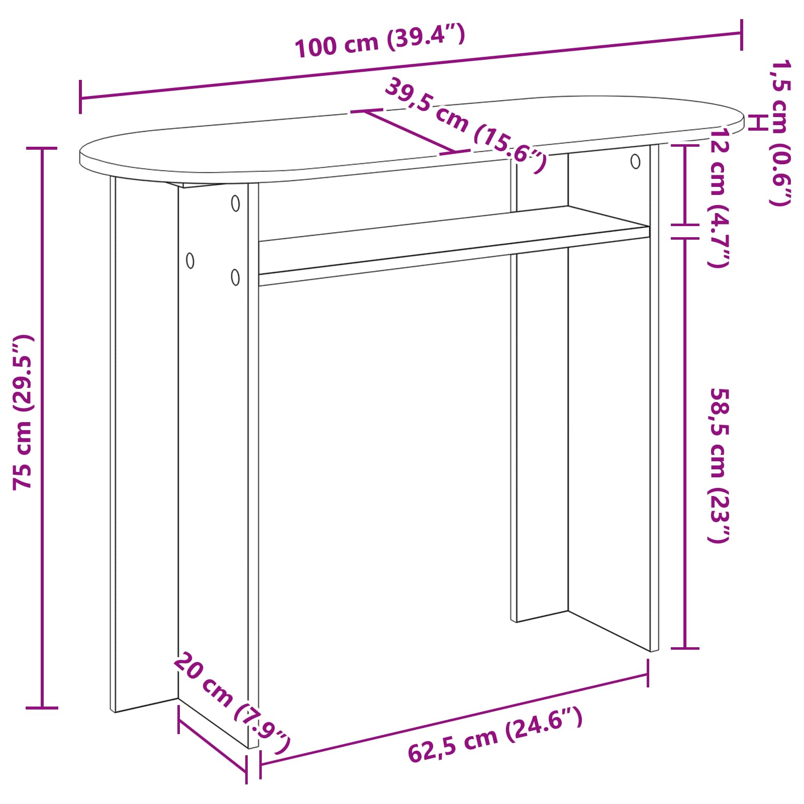 Konzolna stolica s pohranom Hrast sonoma 100 x 39,5 x 75 cm