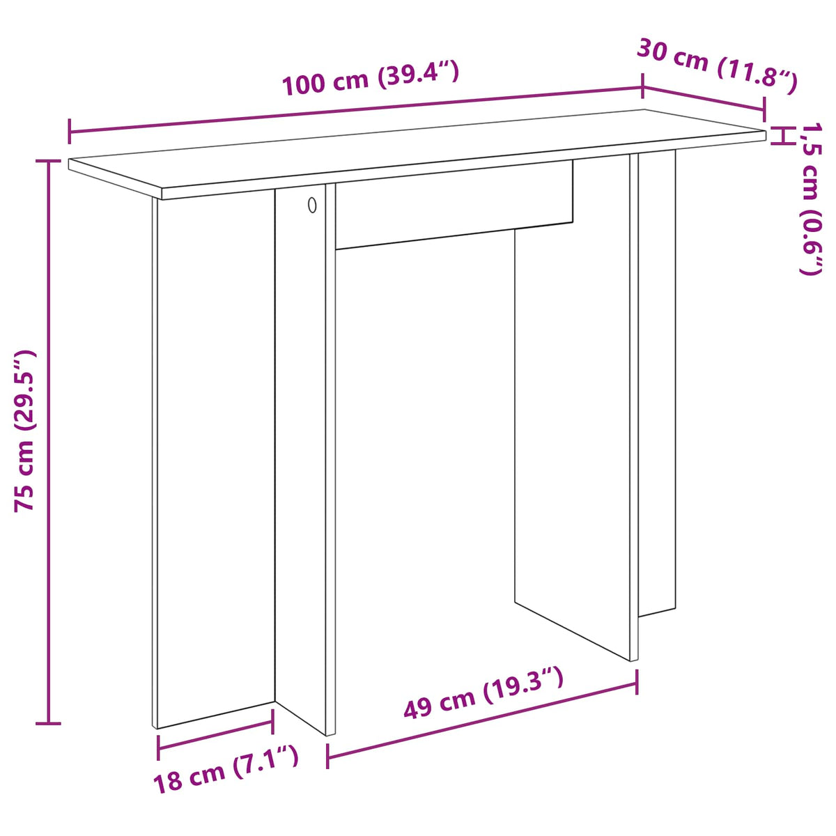 Konzolni stol Hrast sonoma 100 x 30 x 75 cm Konstruirano drvo