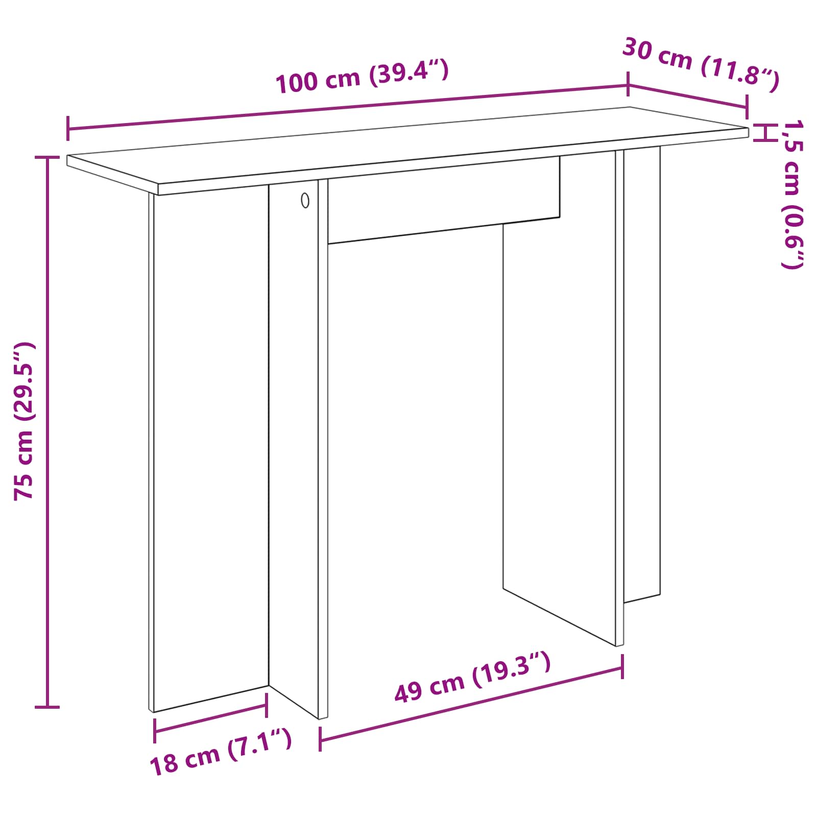 Konzolni stol Siva sonoma 100 x 30 x 75 cm Konstruirano drvo