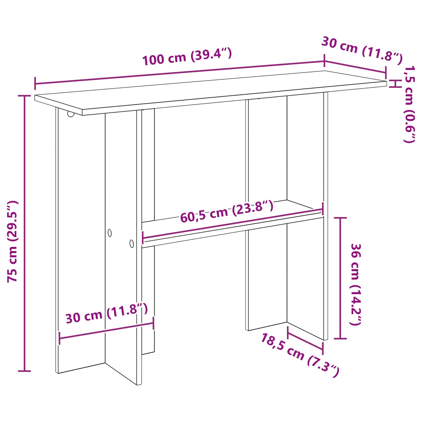 Konzolna stolica Hrast sonoma 100 x 30 x 75 cm