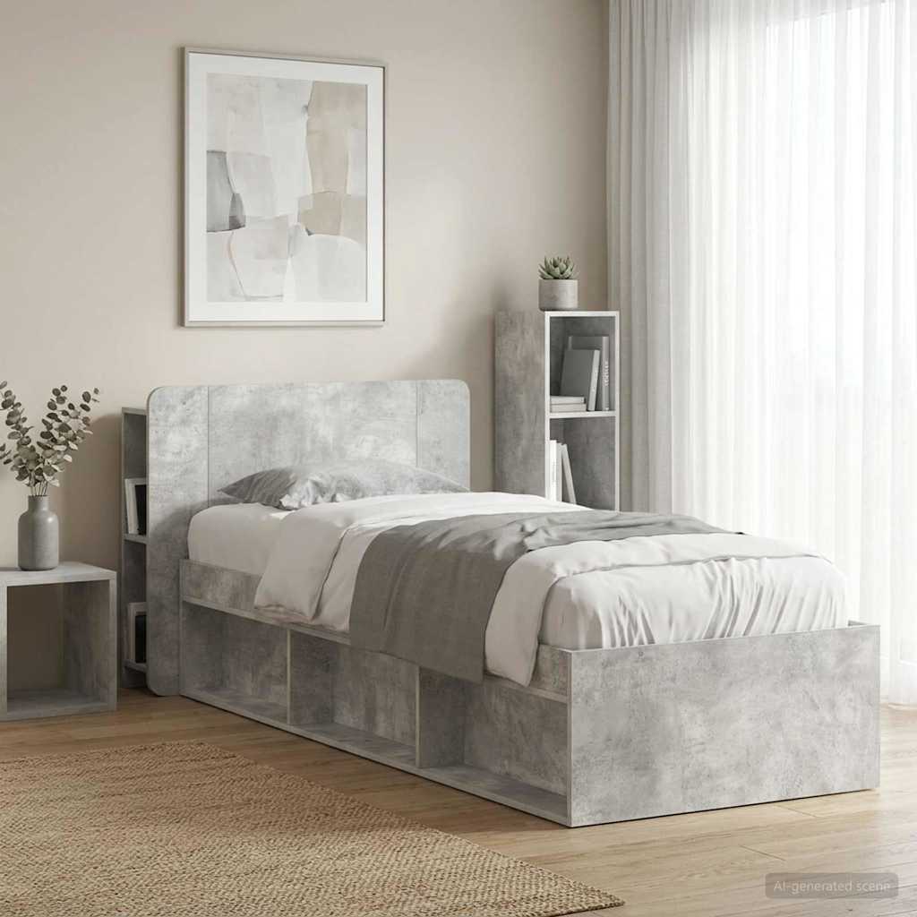 Glava kreveta s ormarićem Betonska siva Konstruirano drvo