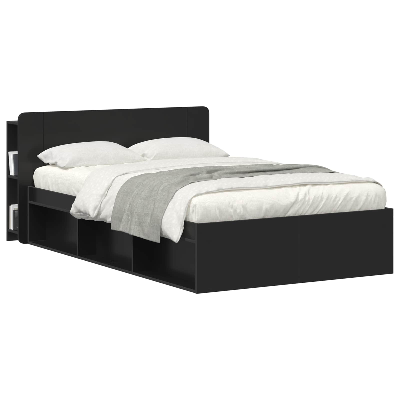 Glava kreveta s ormarićem s pohranom Crna 135 x 18,5 x 80 cm
