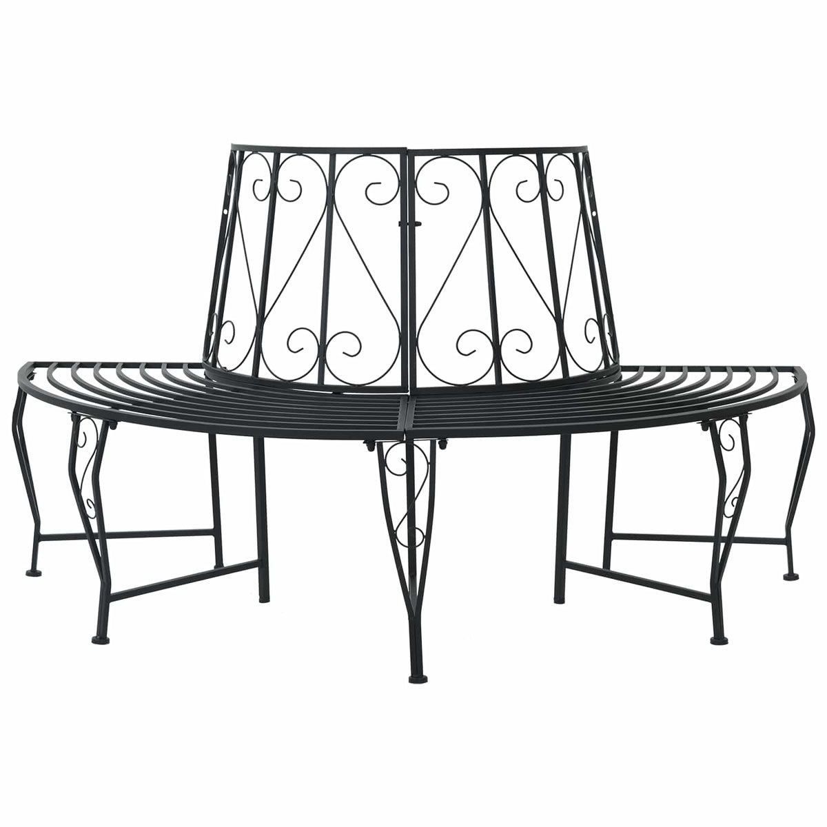 Klupa pod drvetom 4-Broj sjedala 160 x 80 x 89 cm Čelik Crna