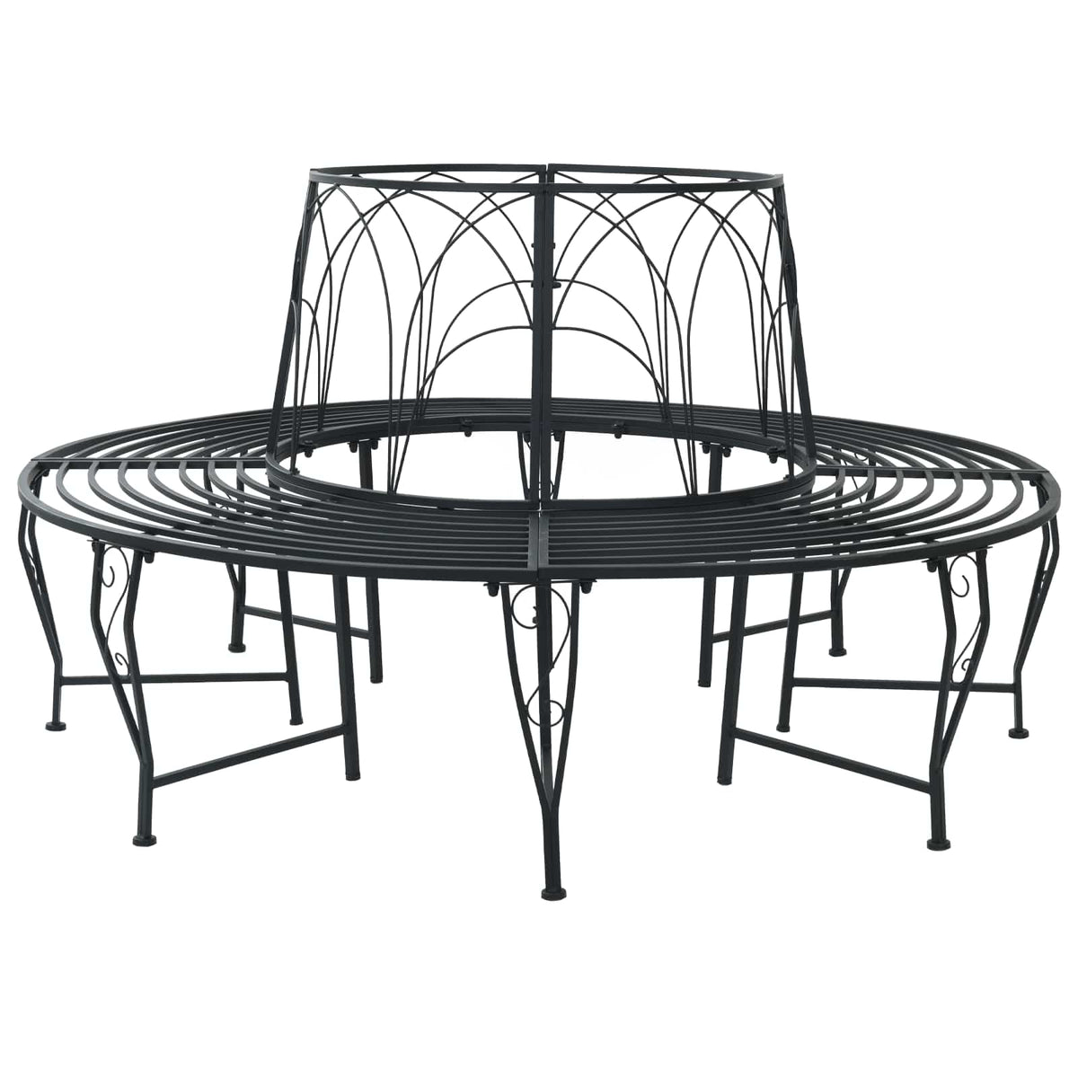 Klupa pod drvetom 8-Broj sjedala Ø 160 x 89 cm Čelik Crna