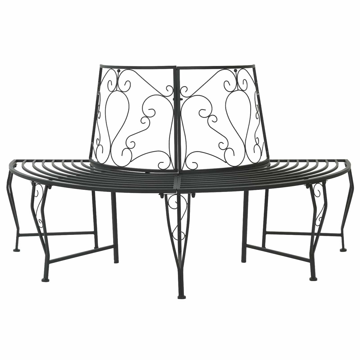 Klupa pod drvetom 4-Broj sjedala 160 x 80 x 89 cm Čelik Crna