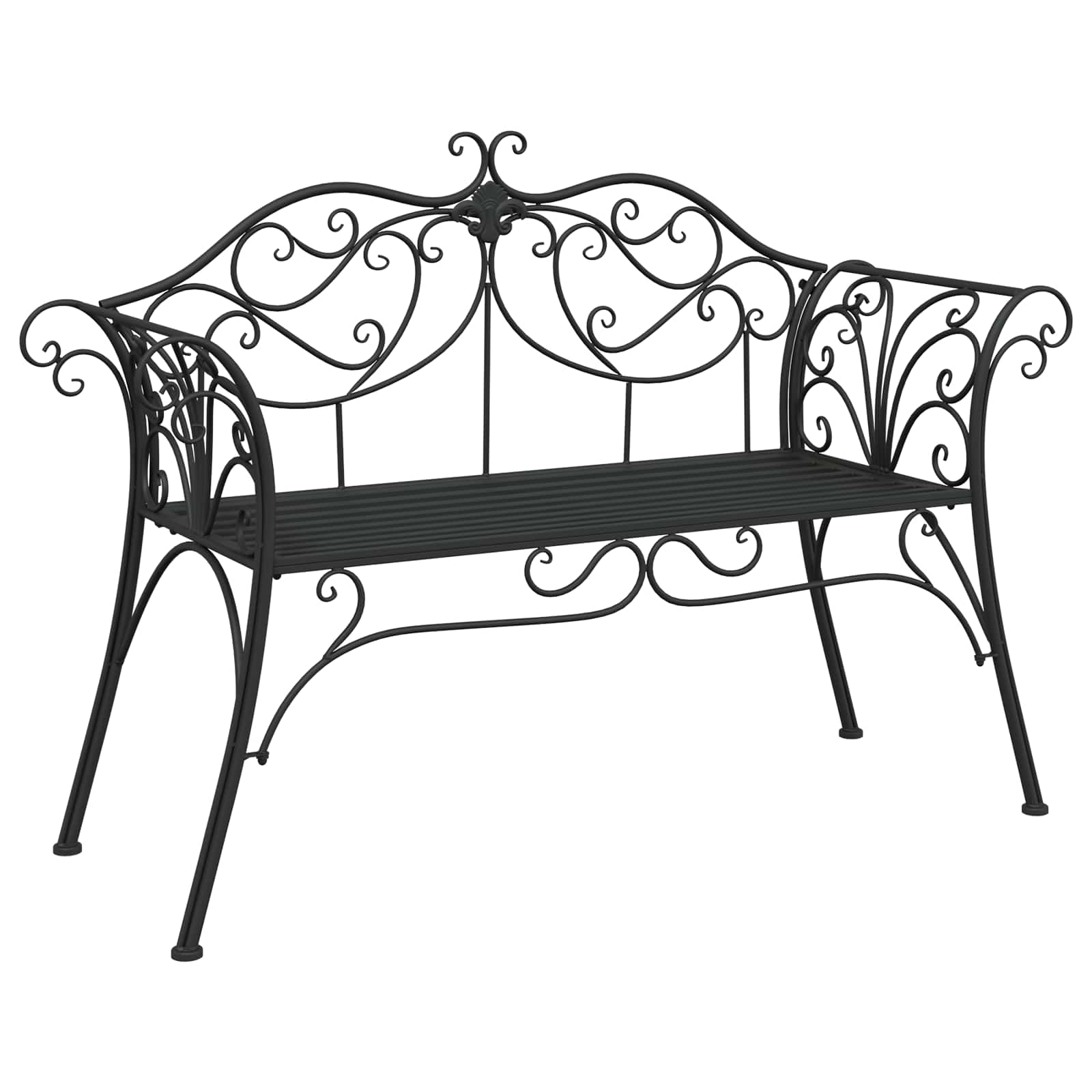 Vrtna klupa 2-Broj sjedala 130 x 47 x 90 cm Čelik Crna
