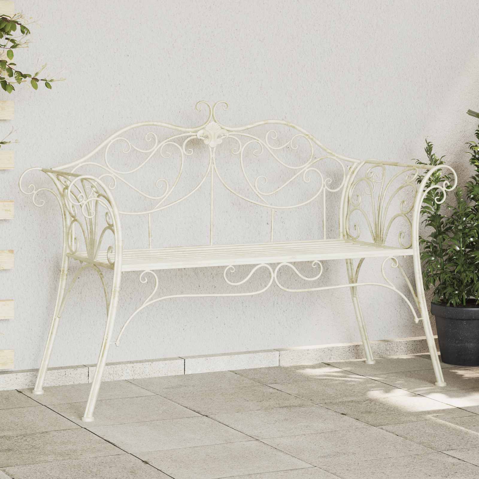 Vrtna klupa 2-Broj sjedala 130 x 47 x 90 cm Čelik Antič White