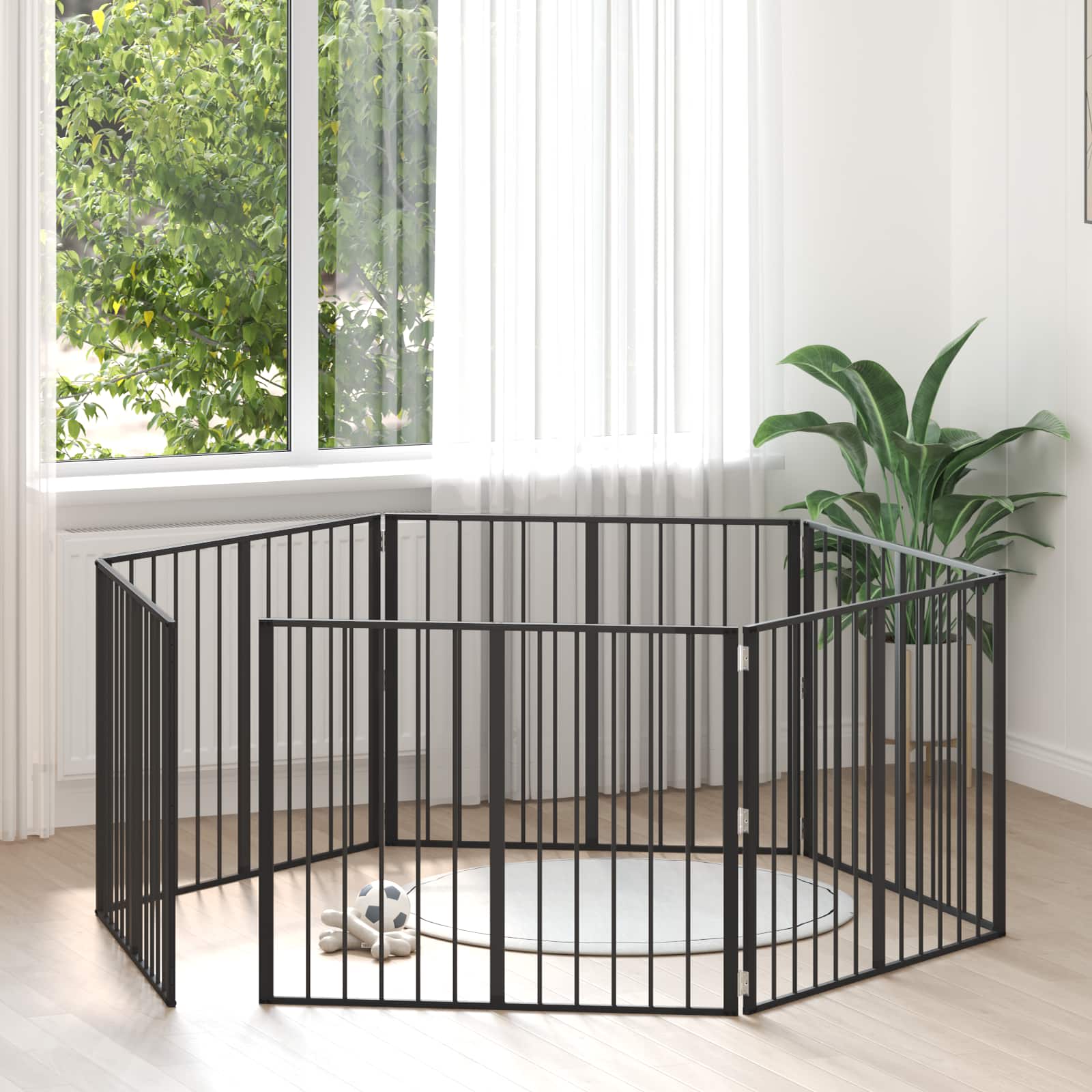 Vrata za pse 6 pcs Crna 100 x 80 cm Cinkani čelik