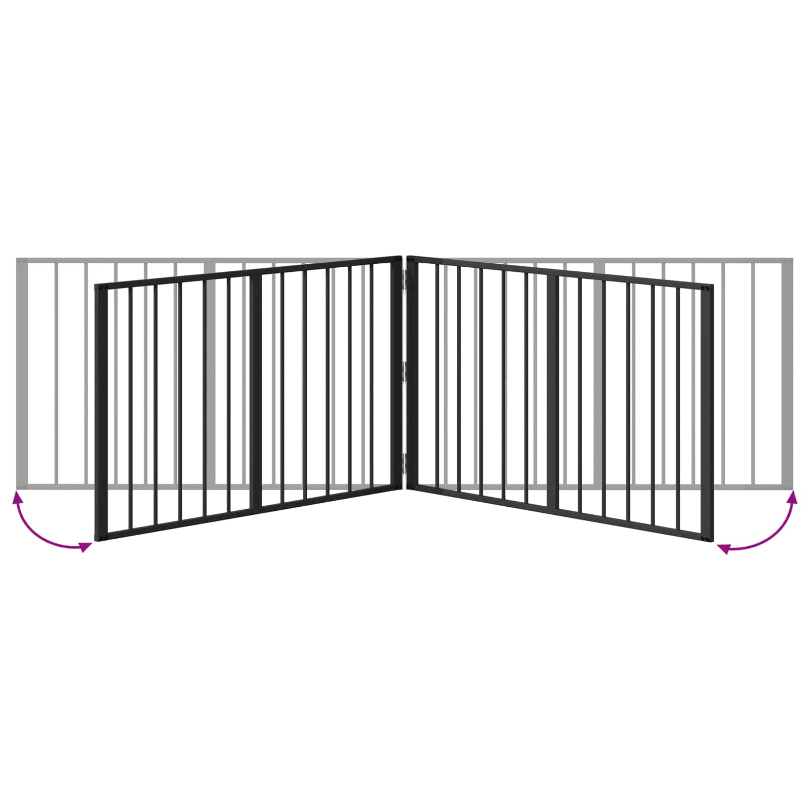 Vrata za pse 4 pcs Crna 100 x 60 cm Cinkani čelik