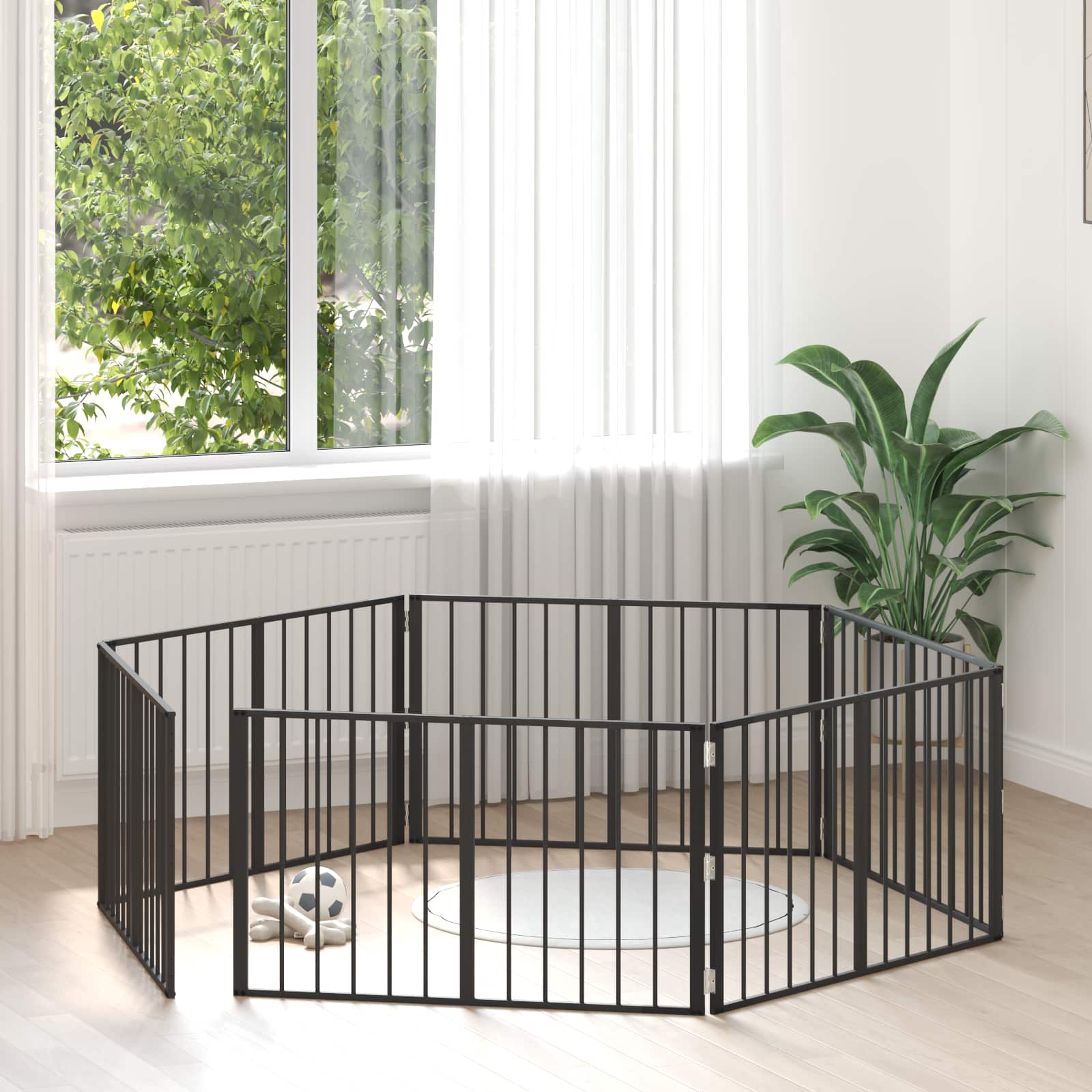 Vrata za pse 6 pcs Crna 100 x 60 cm Cinkani čelik