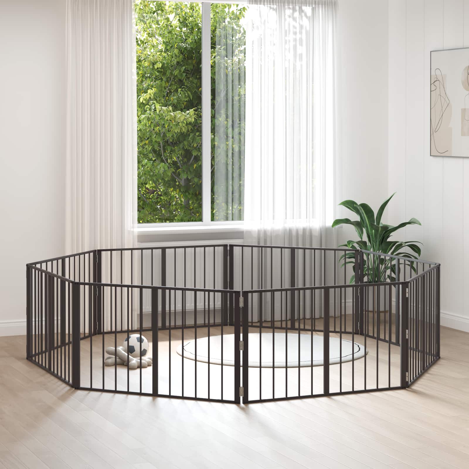 Vrata za pse 8 pcs Crna 100 x 60 cm Cinkani čelik
