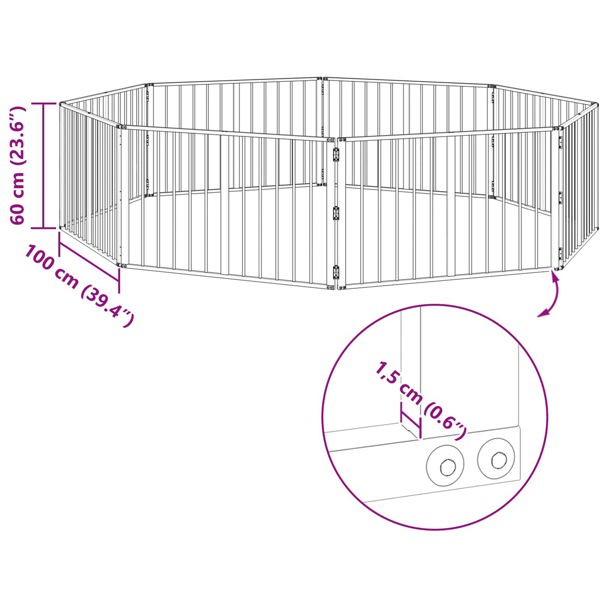 Vrata za pse 8 pcs Crna 100 x 60 cm Cinkani čelik