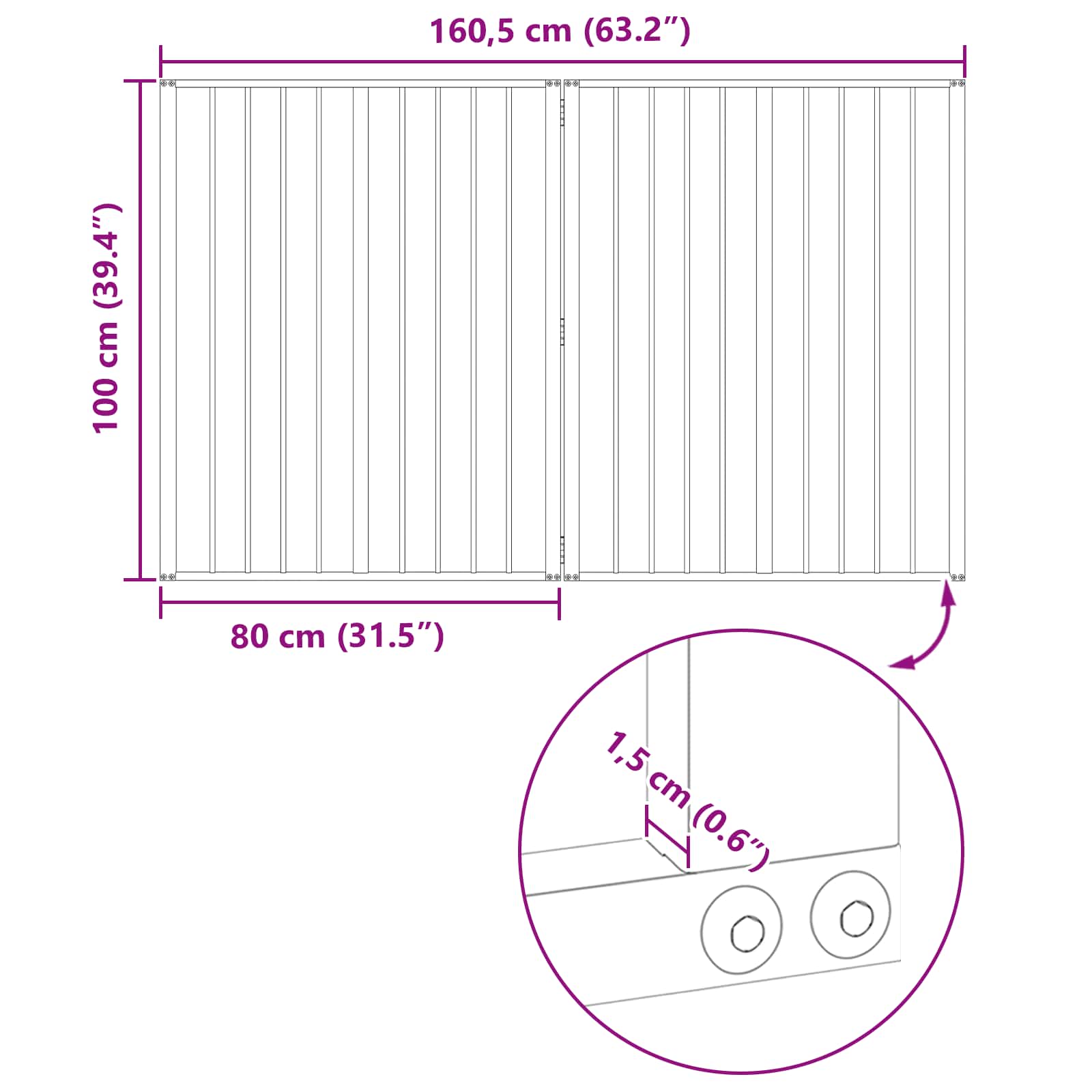 Vrata za pse 2 pcs Crna 80 x 100 cm Cinkani čelik