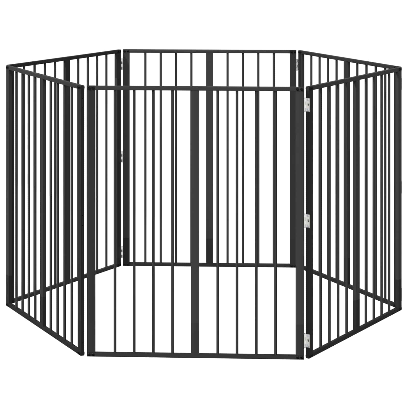Vrata za pse 6 pcs Crna 80 x 100 cm Cinkani čelik