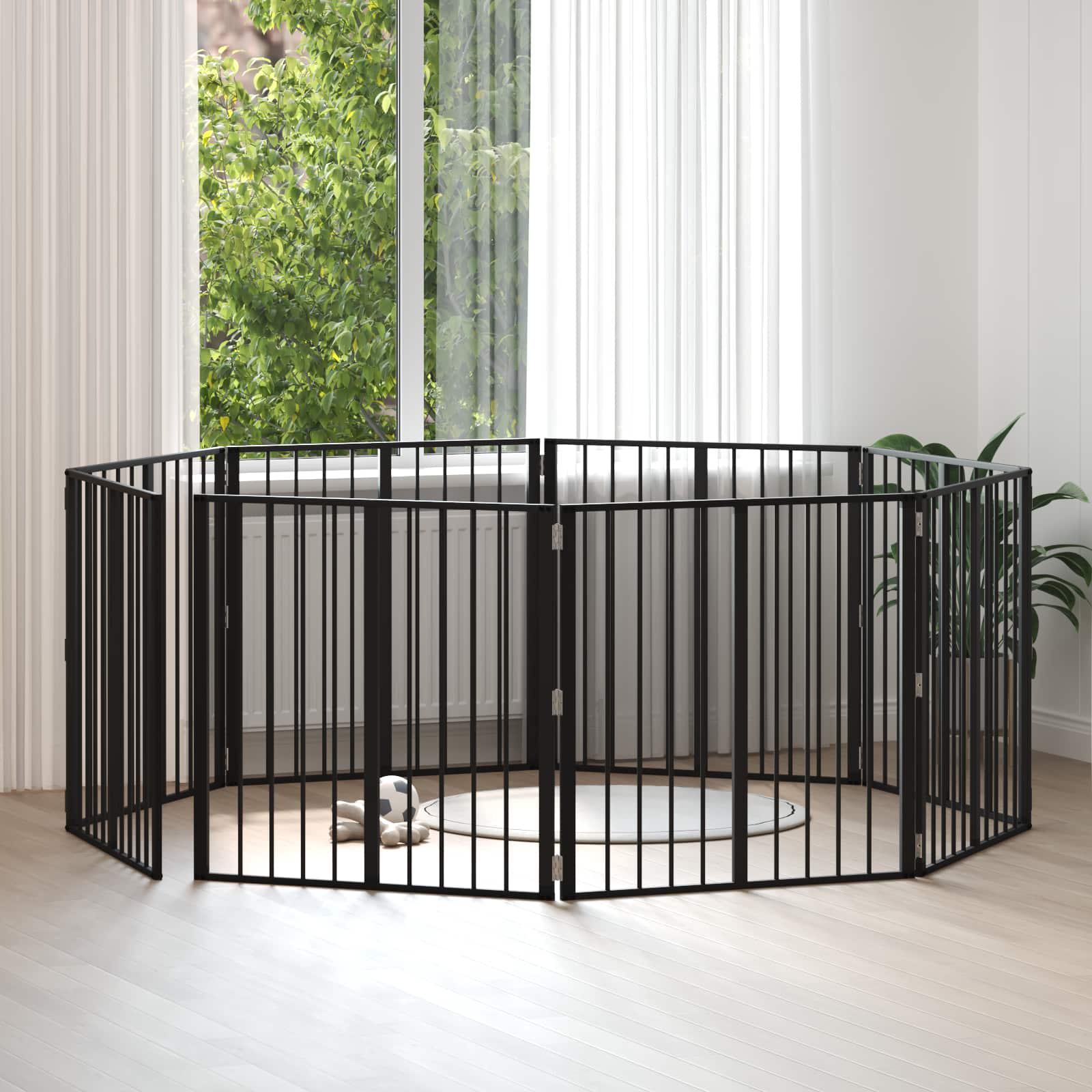 Vrata za pse 8 pcs Crna 80 x 80 cm Cinkani čelik